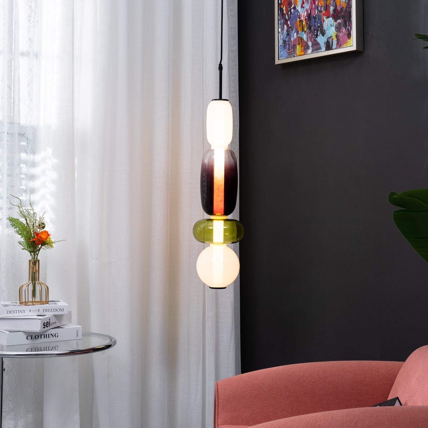 Zodore Premium Art Stained Glass Pendant Lamp - Neutral Decor