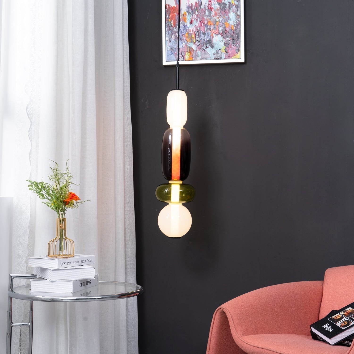 Zodore Premium Art Stained Glass Pendant Lamp - Neutral Decor