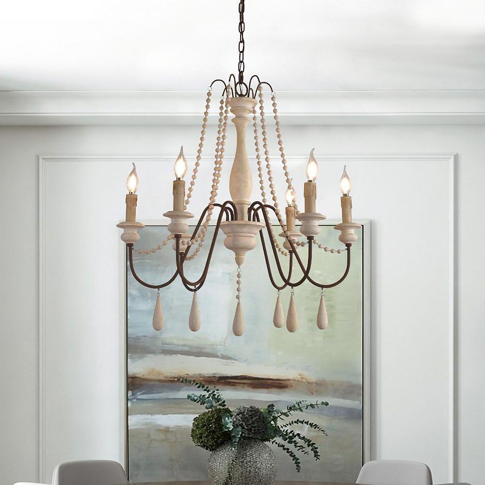 Liorerian Chandelier Candle Scroll Arm Rustic