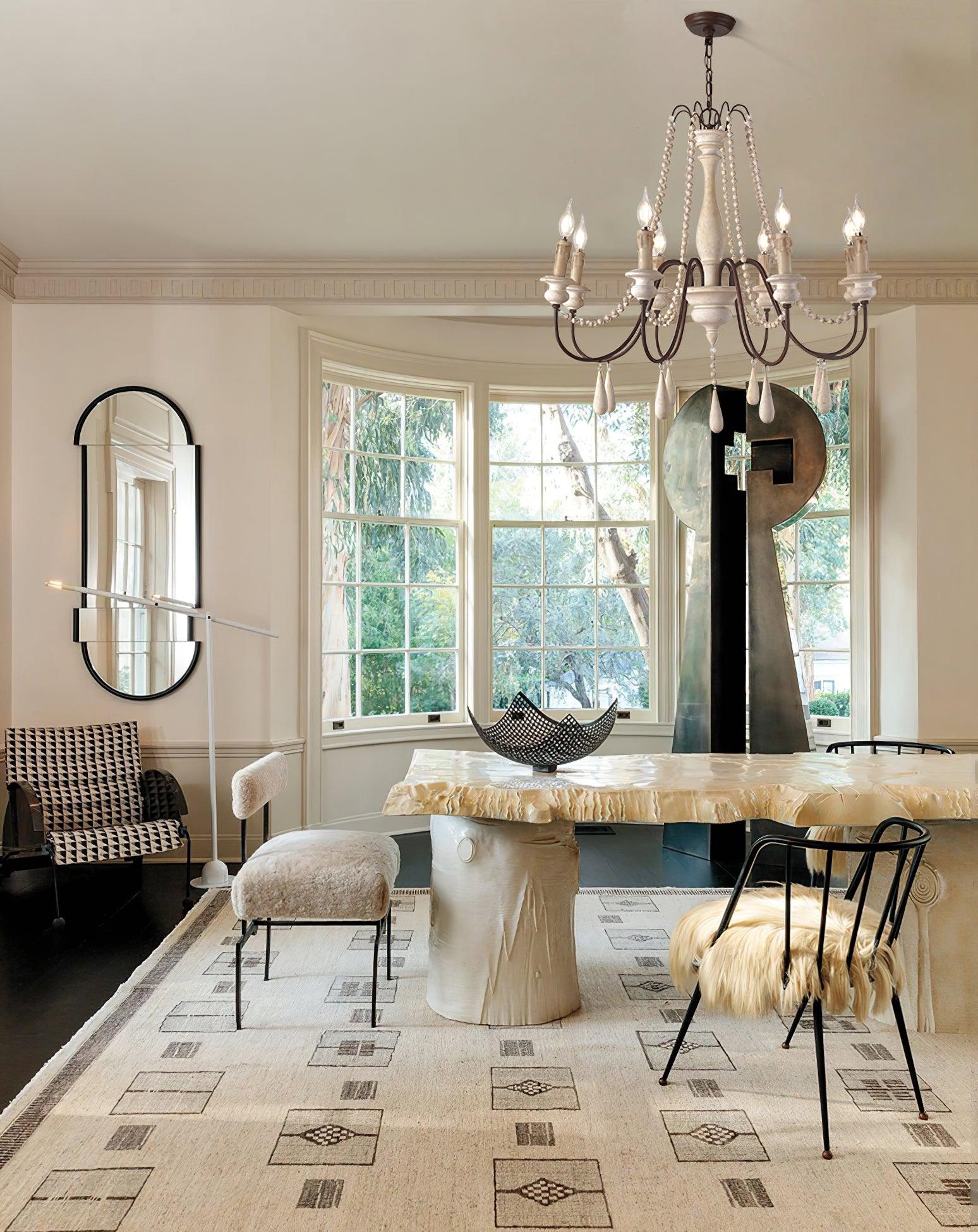 Liorerian Chandelier Candle Scroll Arm Rustic