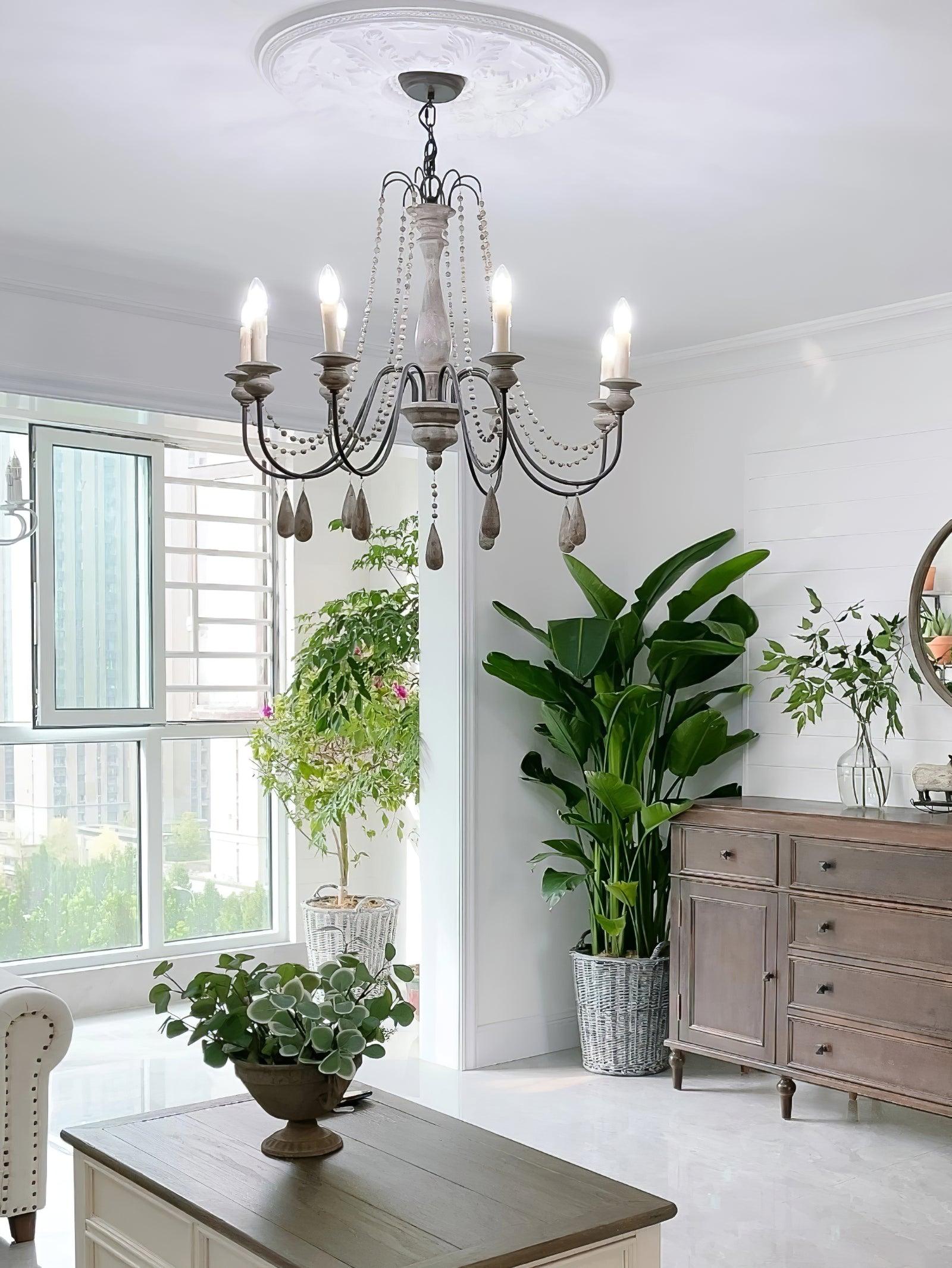 Liorerian Chandelier Candle Scroll Arm Rustic
