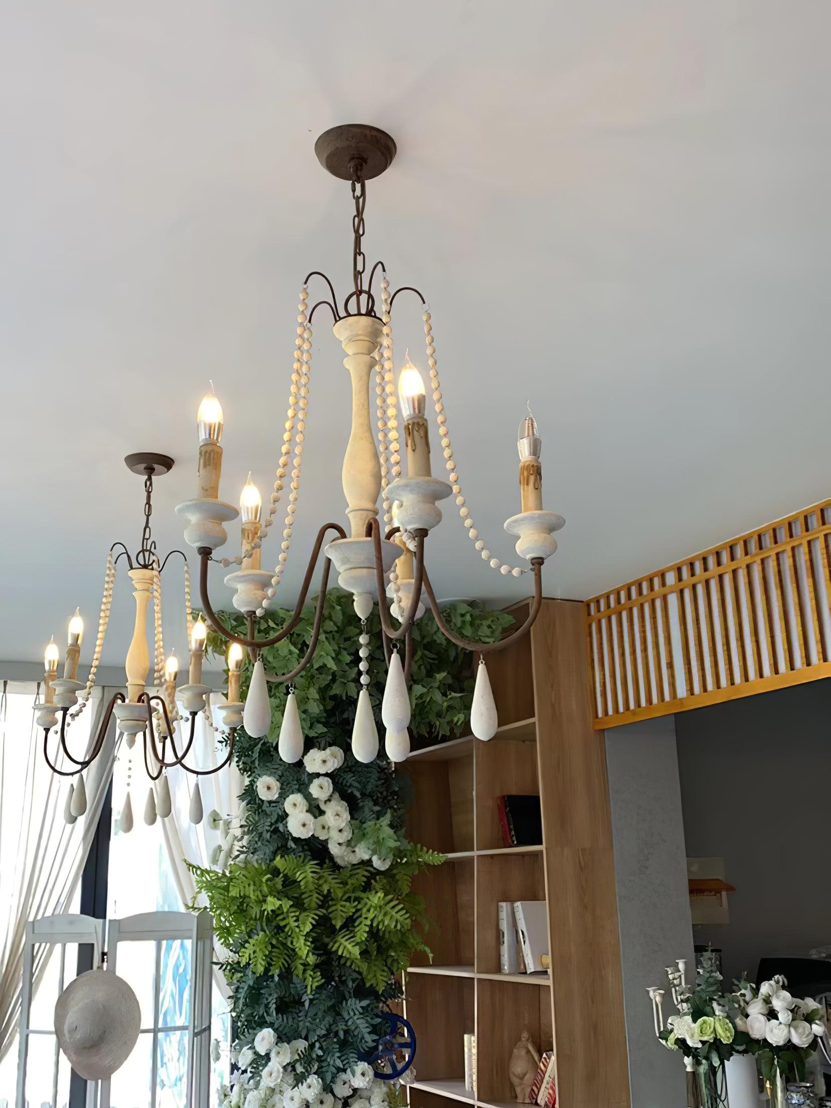 Liorerian Chandelier Candle Scroll Arm Rustic