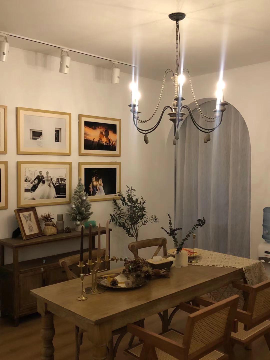 Liorerian Chandelier Candle Scroll Arm Rustic