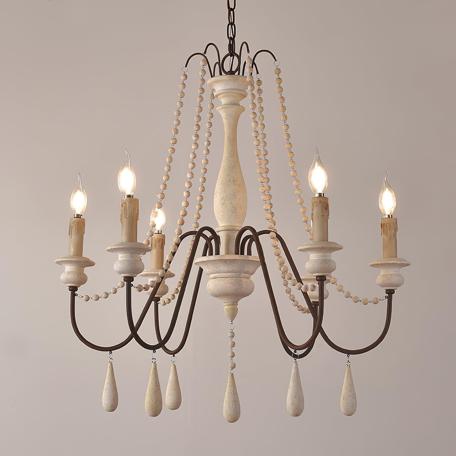 Liorerian Chandelier Candle Scroll Arm Rustic