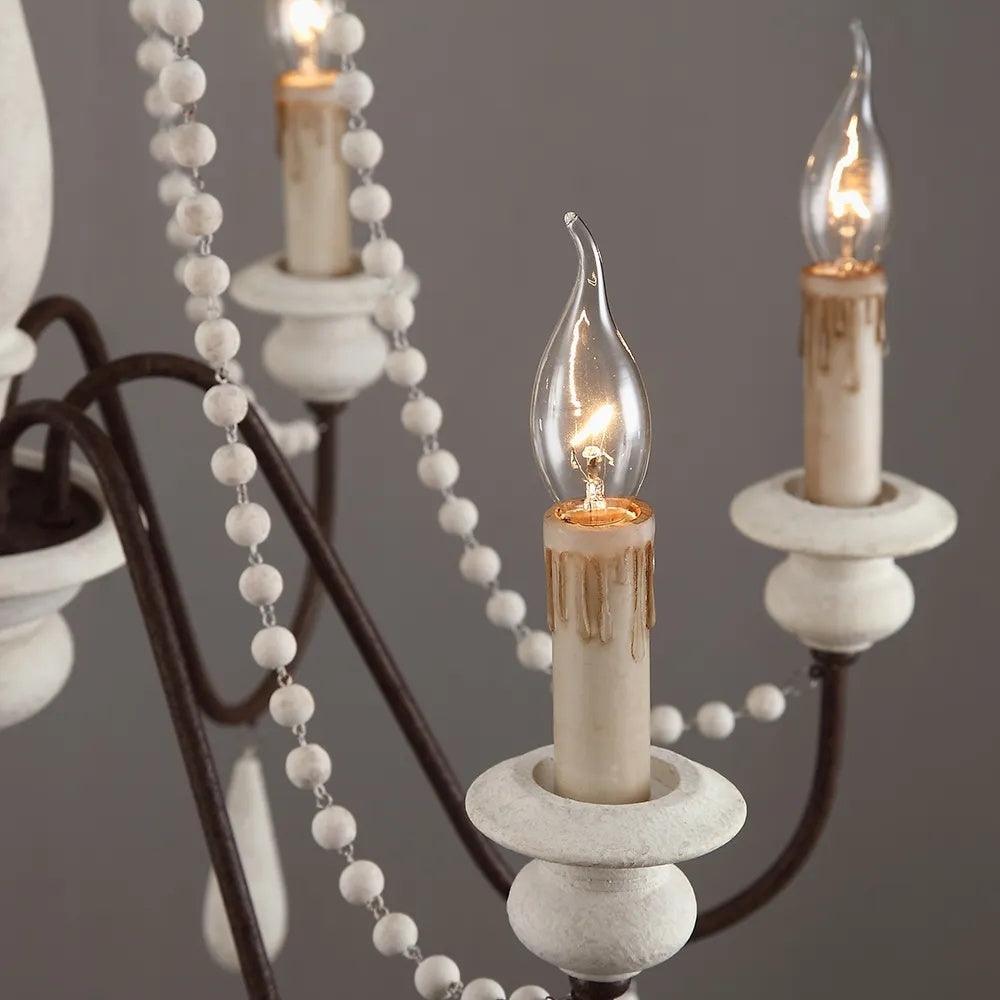 Liorerian Chandelier Candle Scroll Arm Rustic