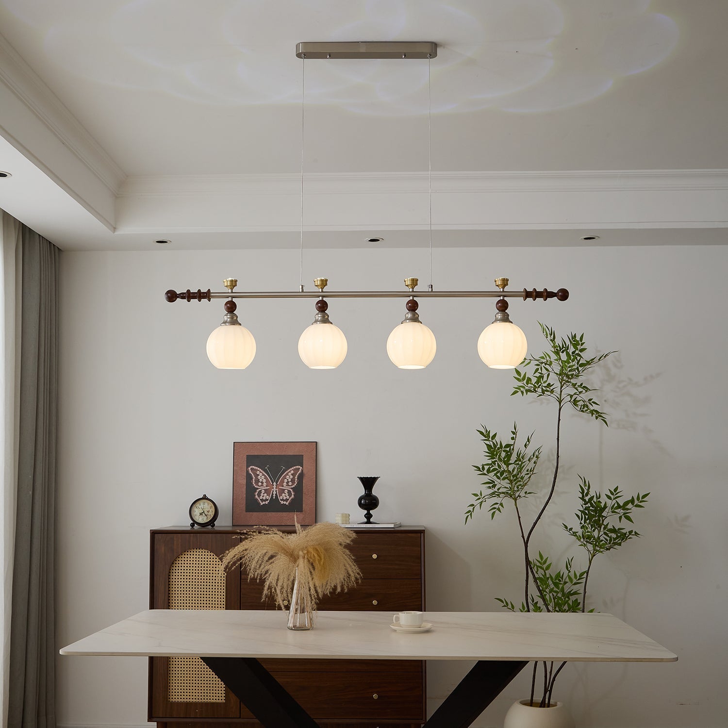 Otheia Elegance Vintage Linear Wood Pendant Lamp