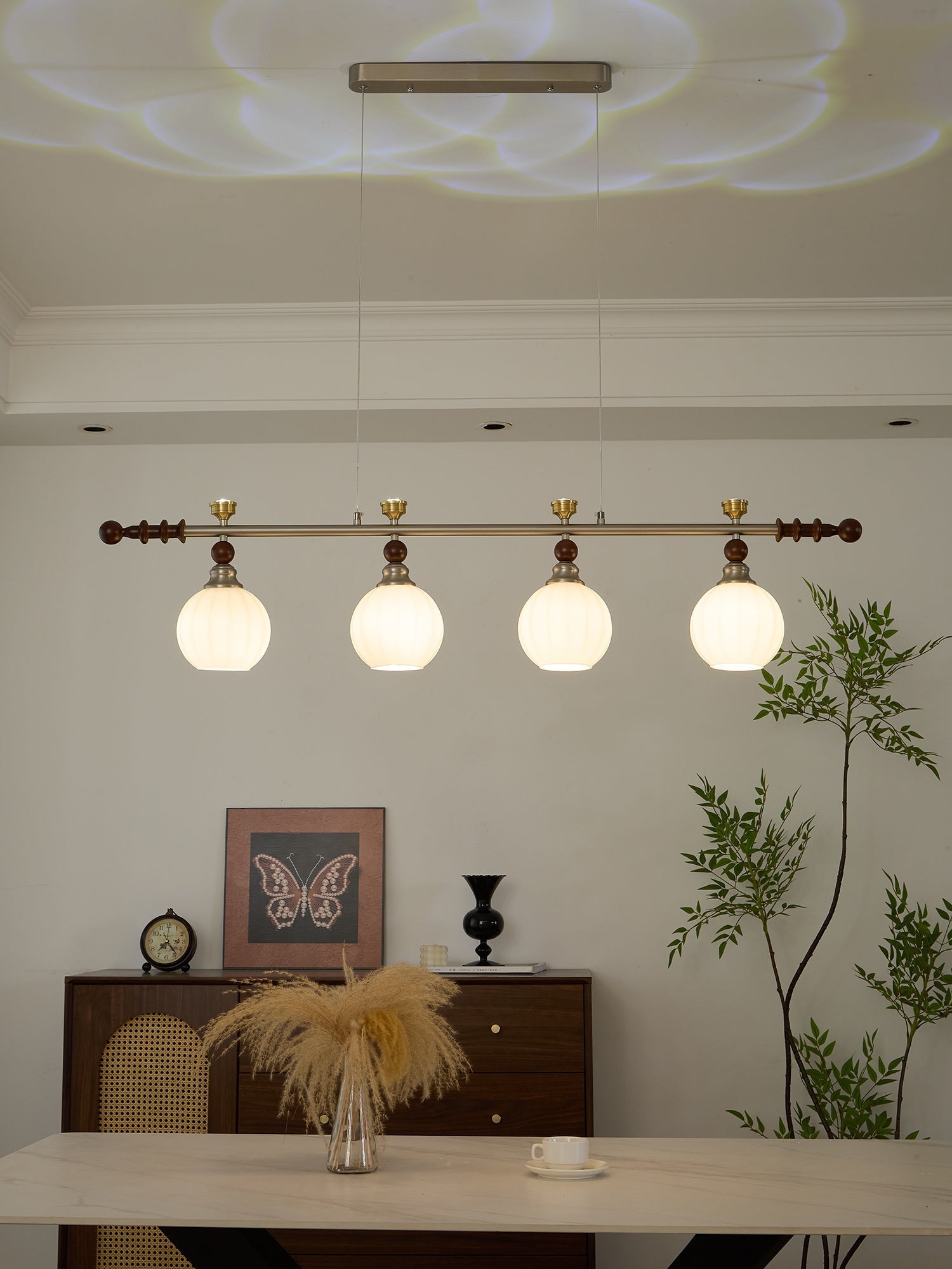 Otheia Elegance Vintage Linear Wood Pendant Lamp