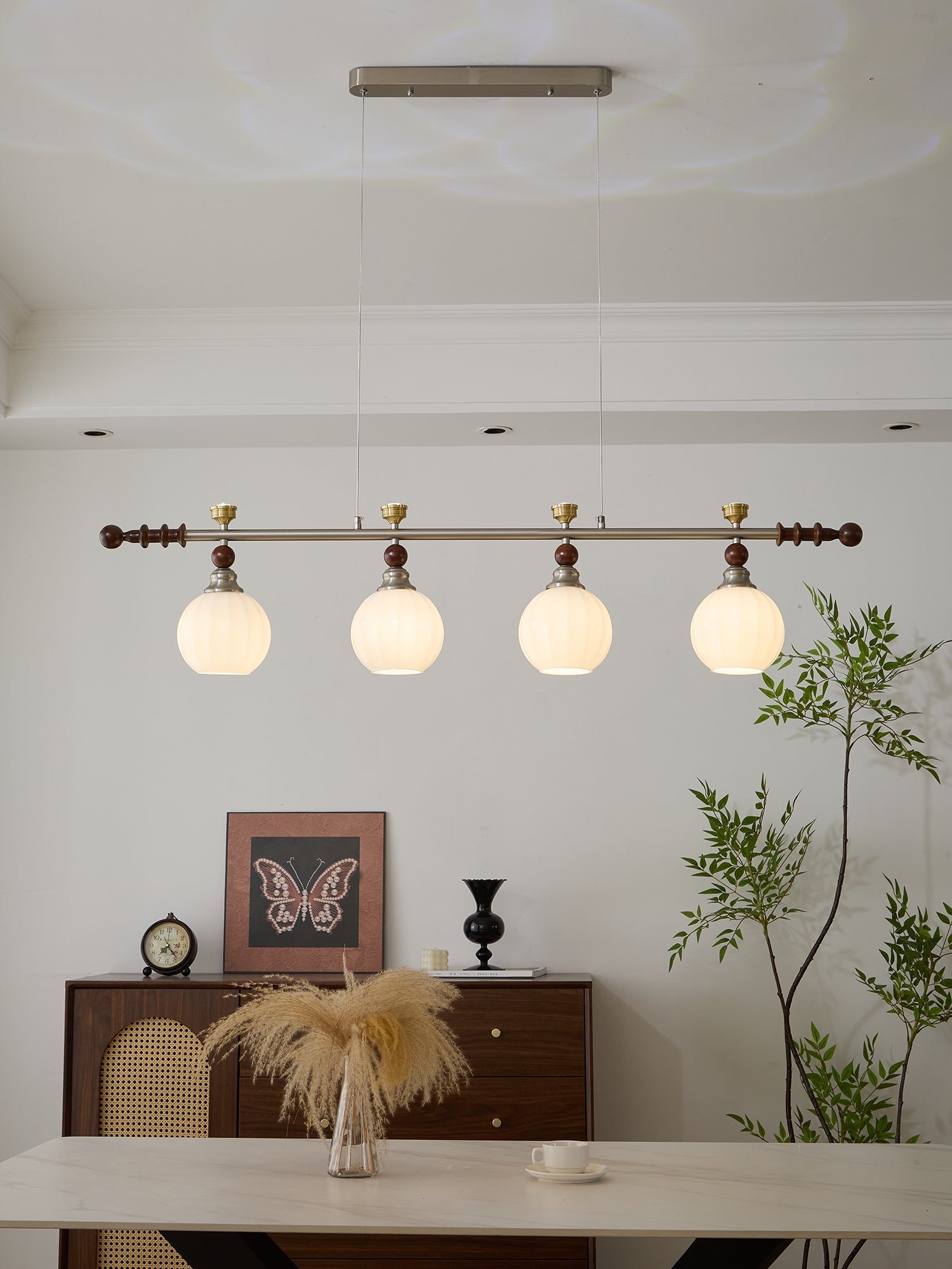 Otheia Elegance Vintage Linear Wood Pendant Lamp