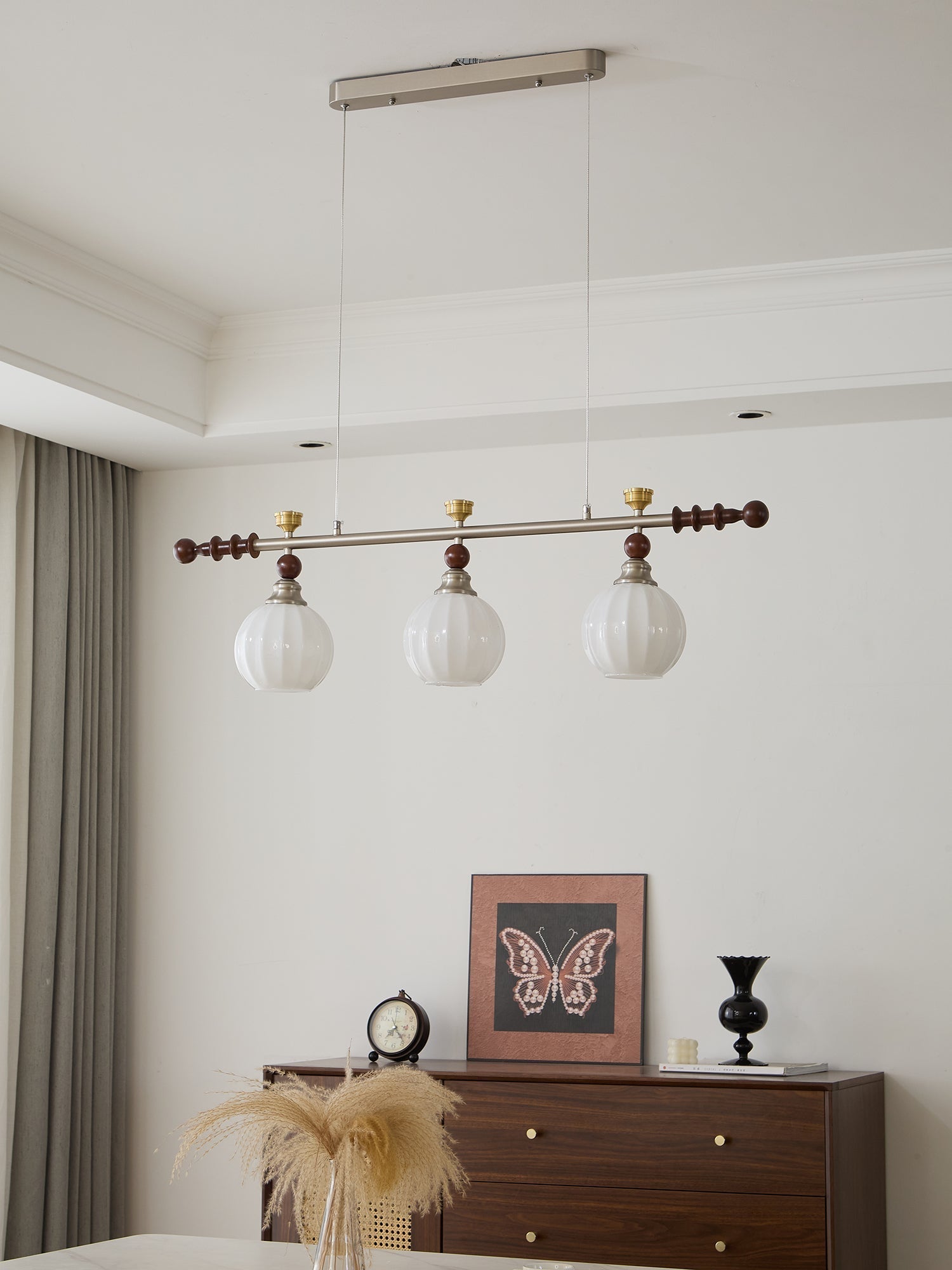 Otheia Elegance Vintage Linear Wood Pendant Lamp