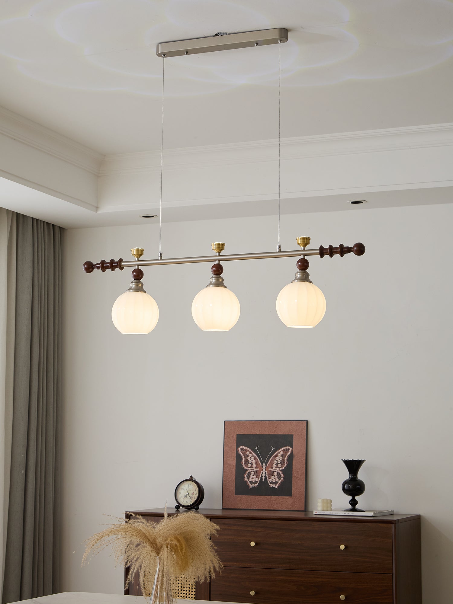 Otheia Elegance Vintage Linear Wood Pendant Lamp