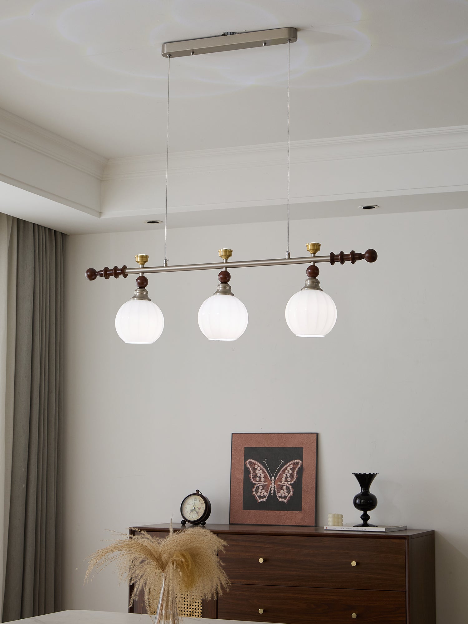 Otheia Elegance Vintage Linear Wood Pendant Lamp