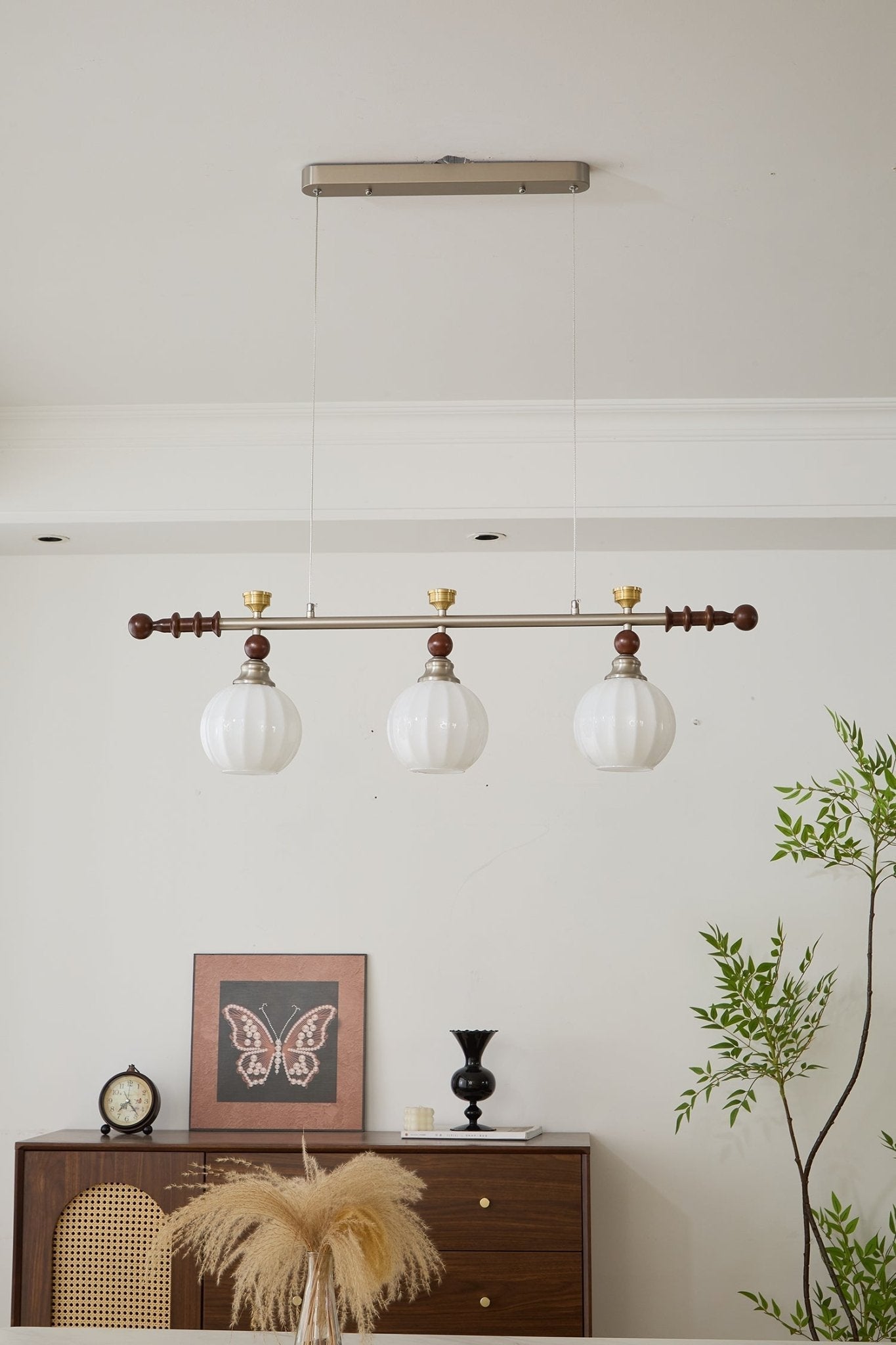 Otheia Elegance Vintage Linear Wood Pendant Lamp