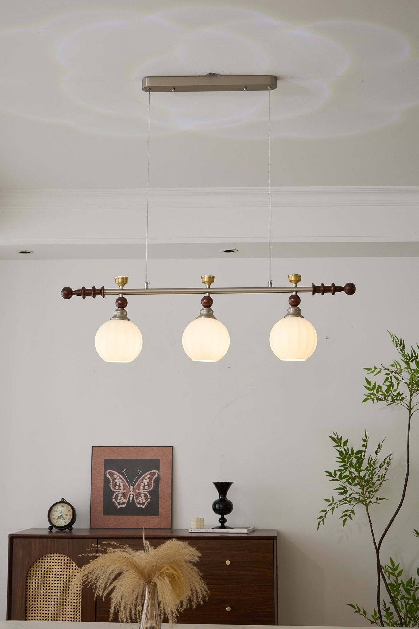 Otheia Elegance Vintage Linear Wood Pendant Lamp