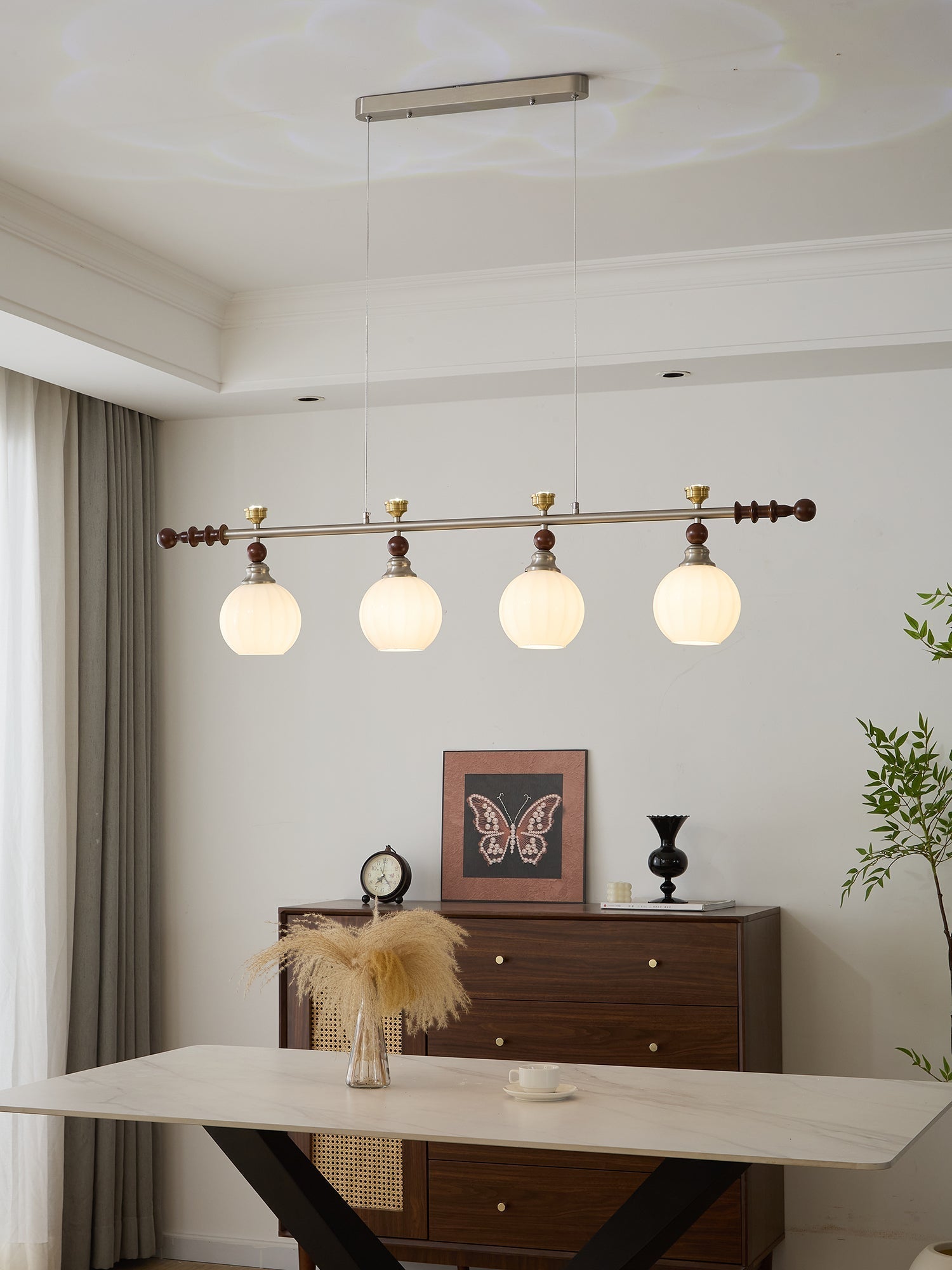 Otheia Elegance Vintage Linear Wood Pendant Lamp