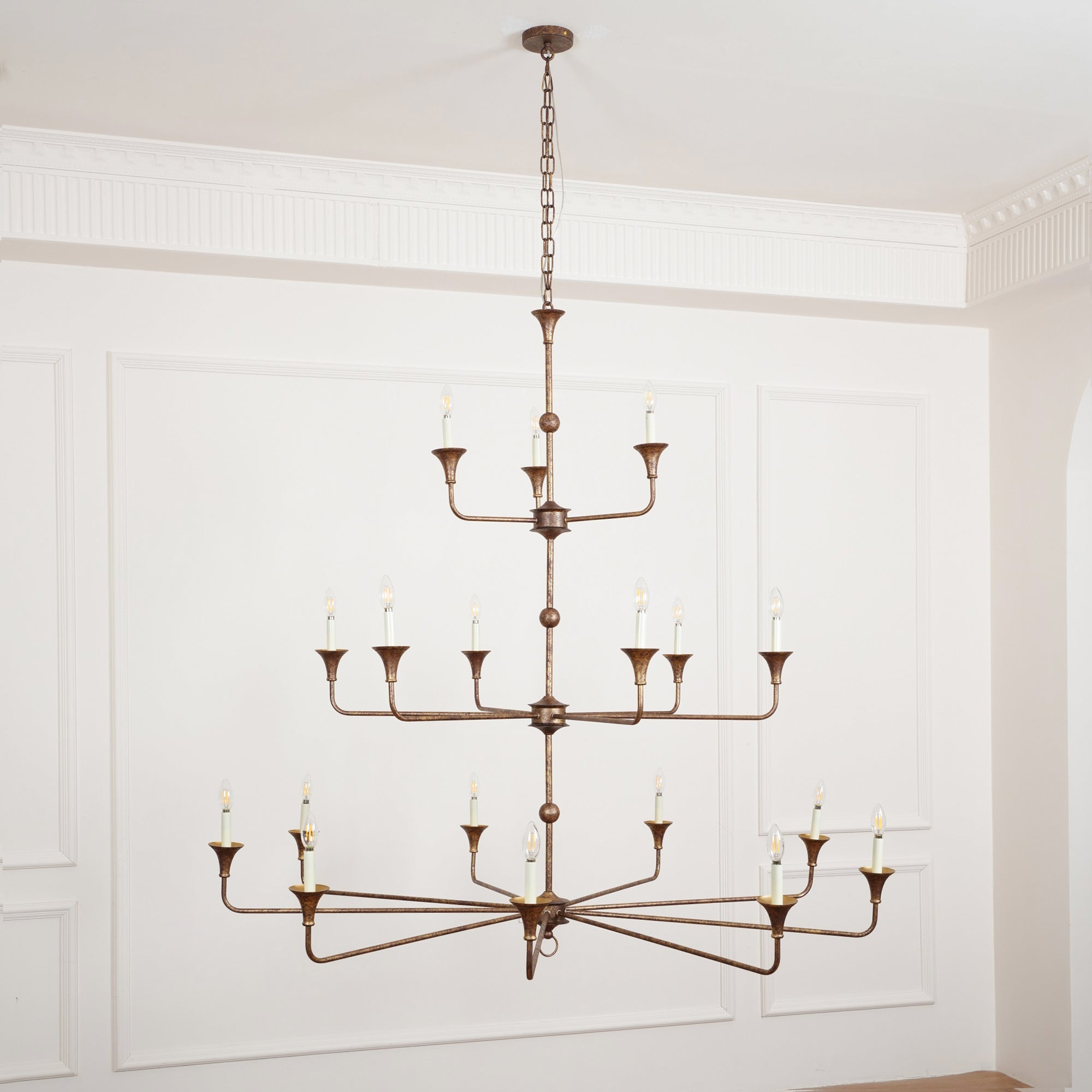 Wisp Grande Vintage Industrial Bronze Chandelier