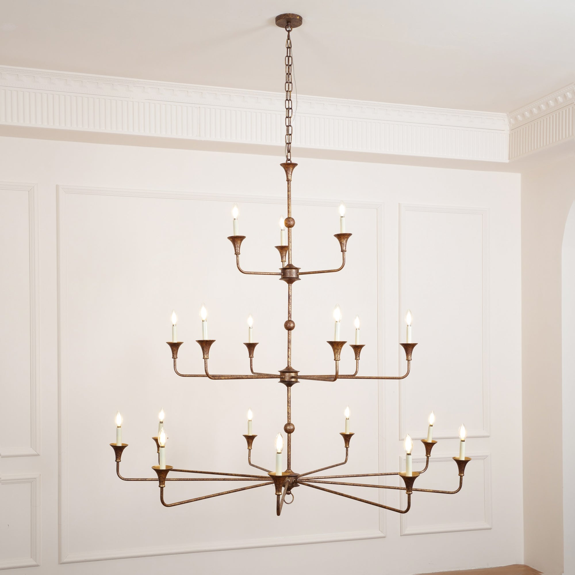 Wisp Grande Vintage Industrial Bronze Chandelier