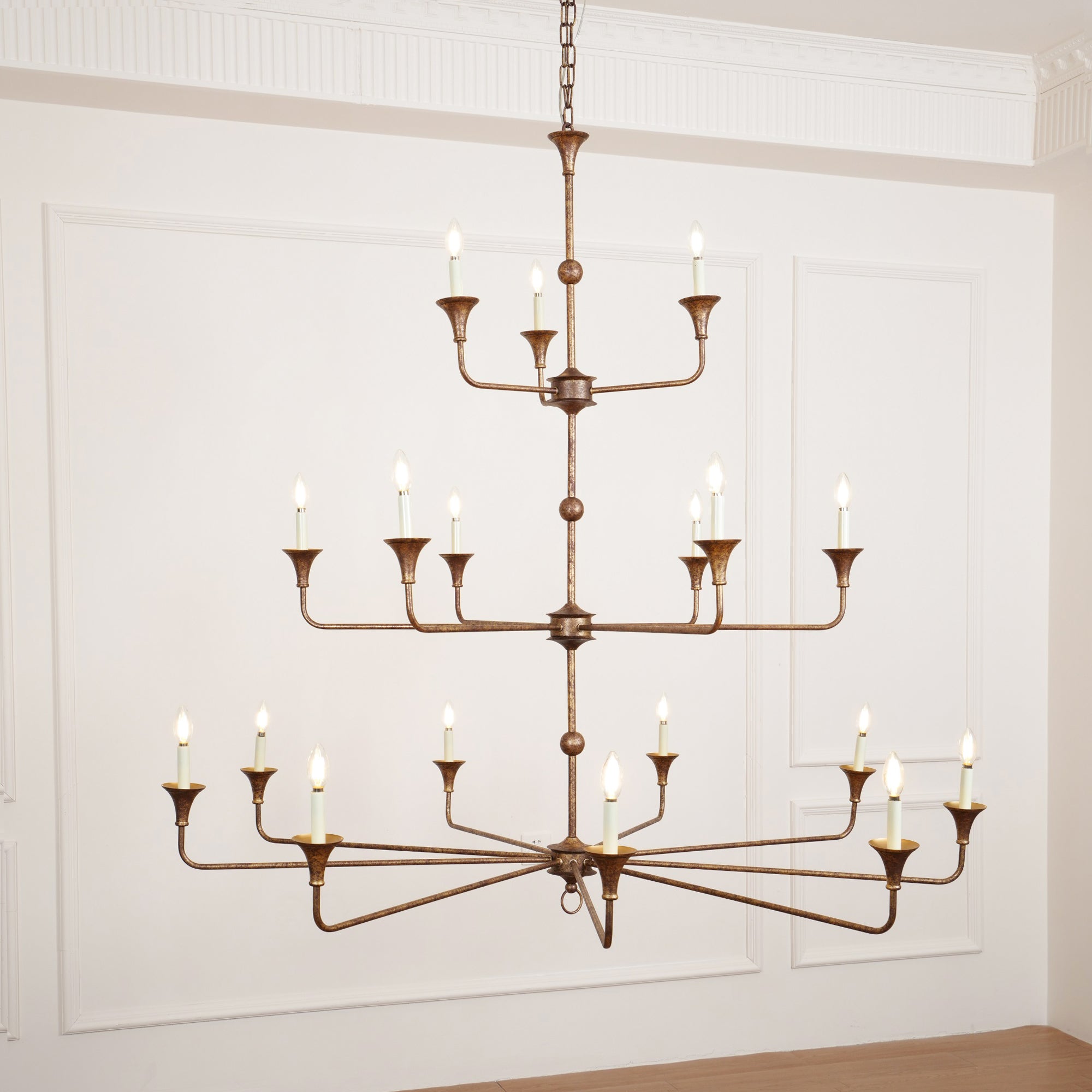 Wisp Grande Vintage Industrial Bronze Chandelier
