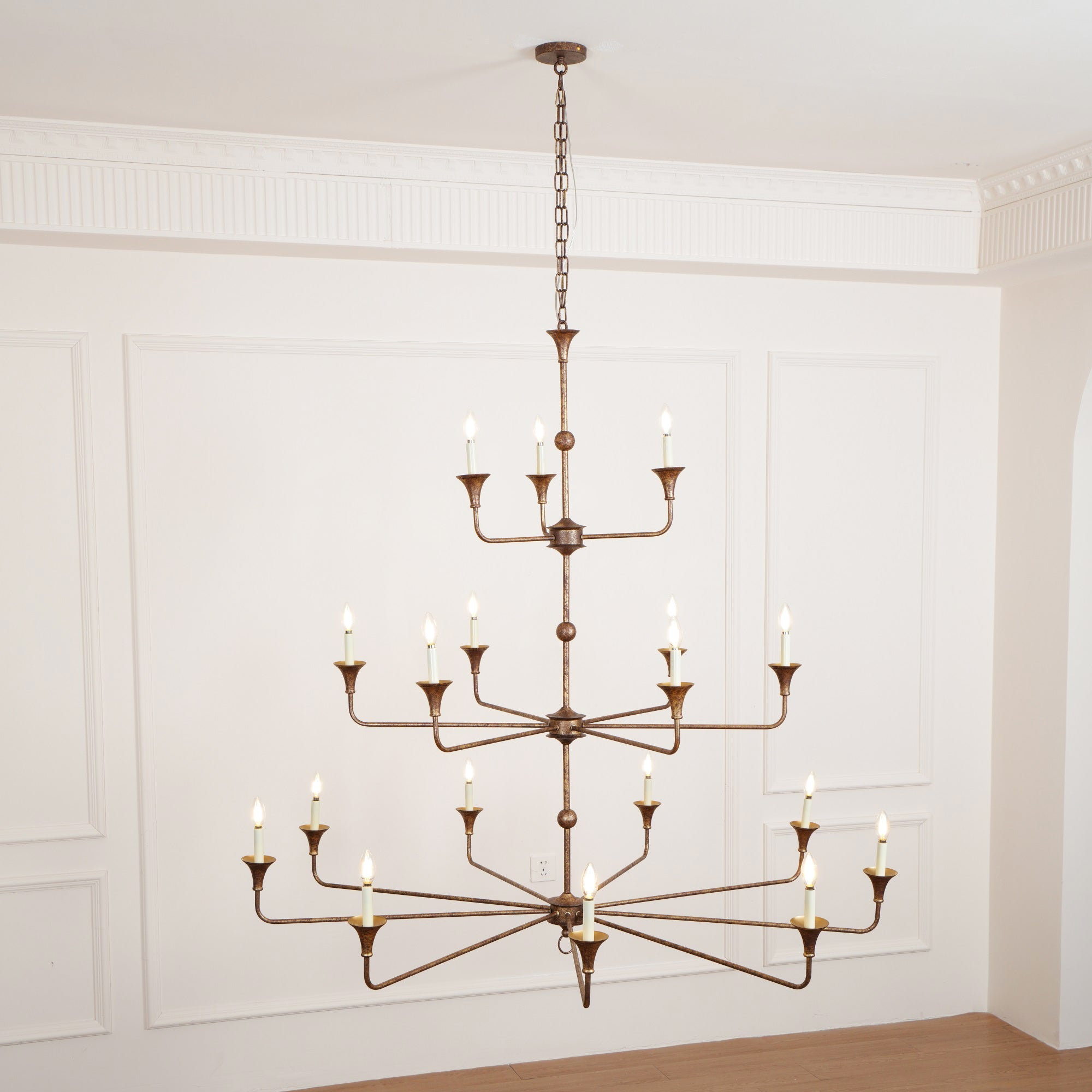 Wisp Grande Vintage Industrial Bronze Chandelier