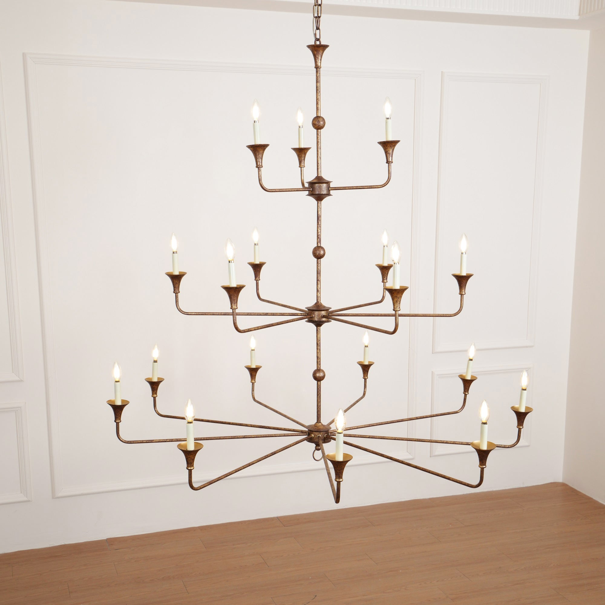 Wisp Grande Vintage Industrial Bronze Chandelier