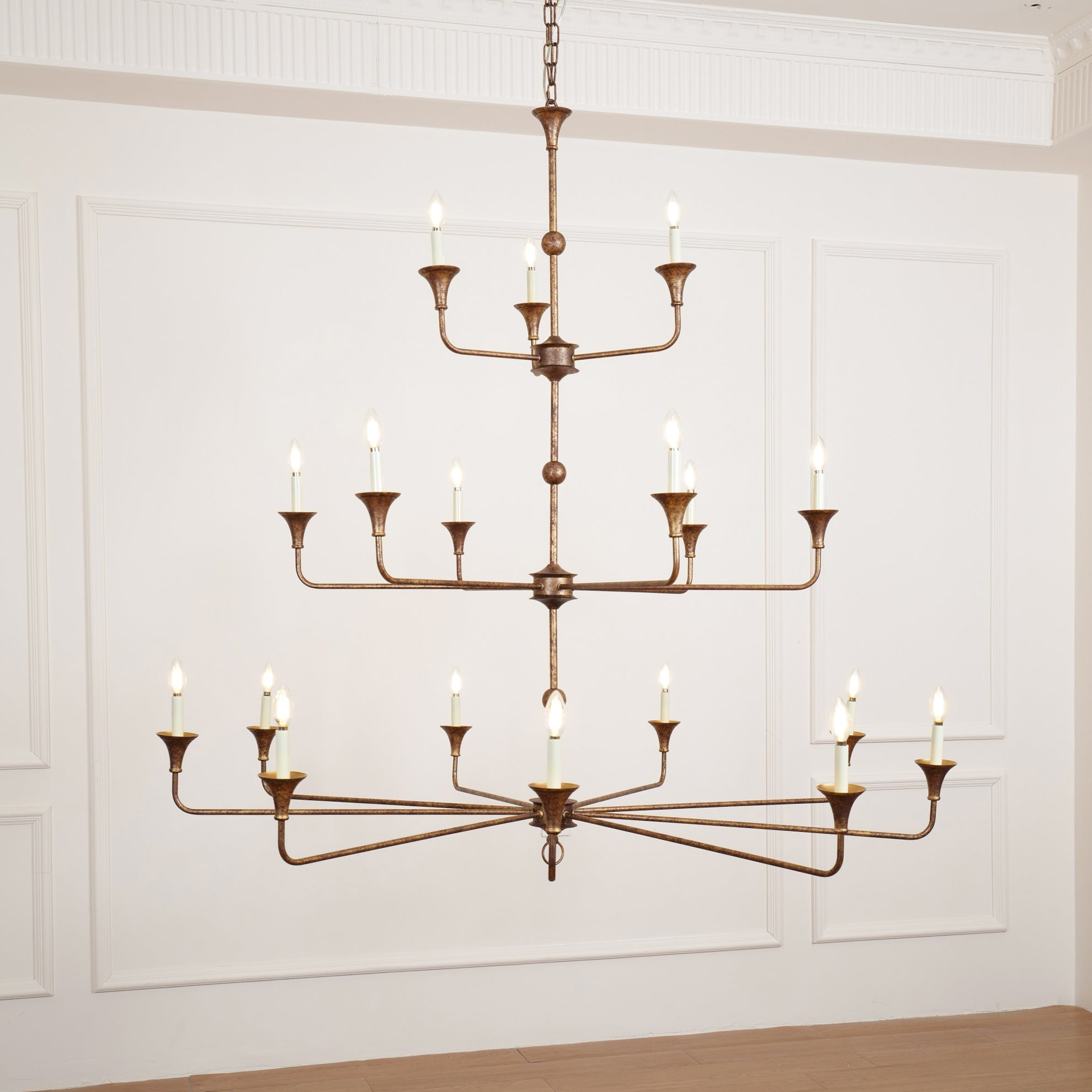 Wisp Grande Vintage Industrial Bronze Chandelier