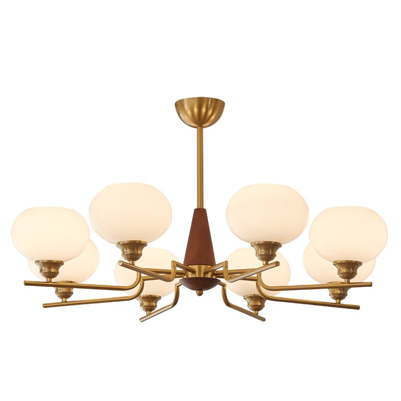Syluissa Chandelier Walnut Frosted Glass Globes
