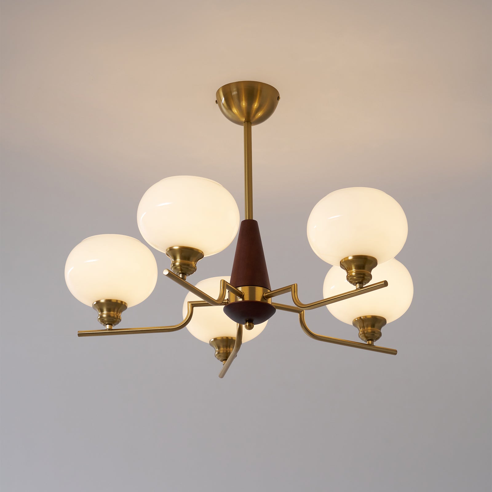 Syluissa Chandelier Walnut Frosted Glass Globes