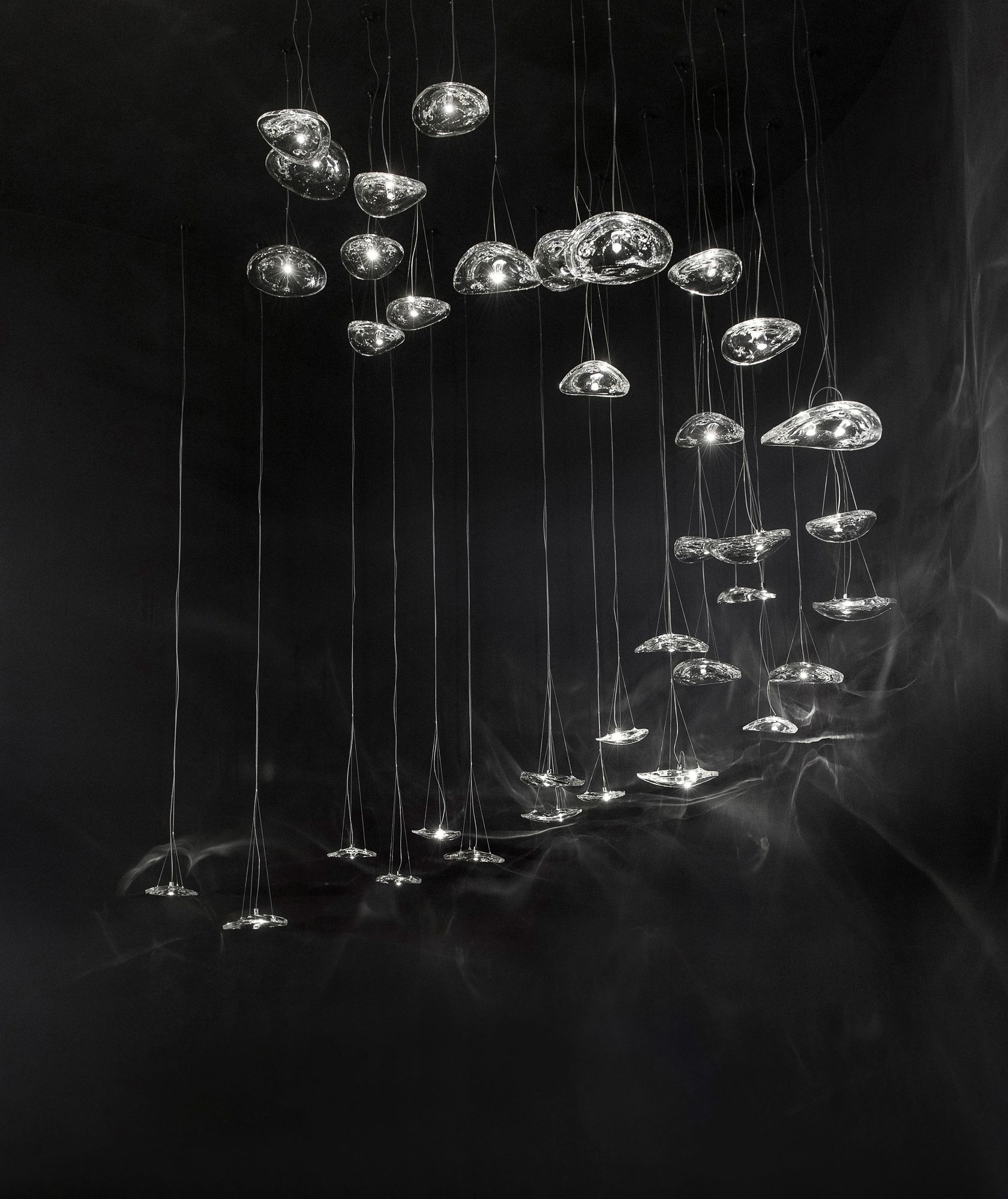 Glacial Float Cascade Glass Chandelier