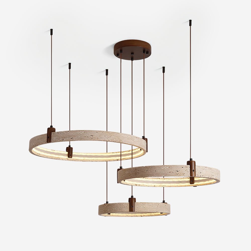 Celestial Orbit Travertine Ring Chandelier