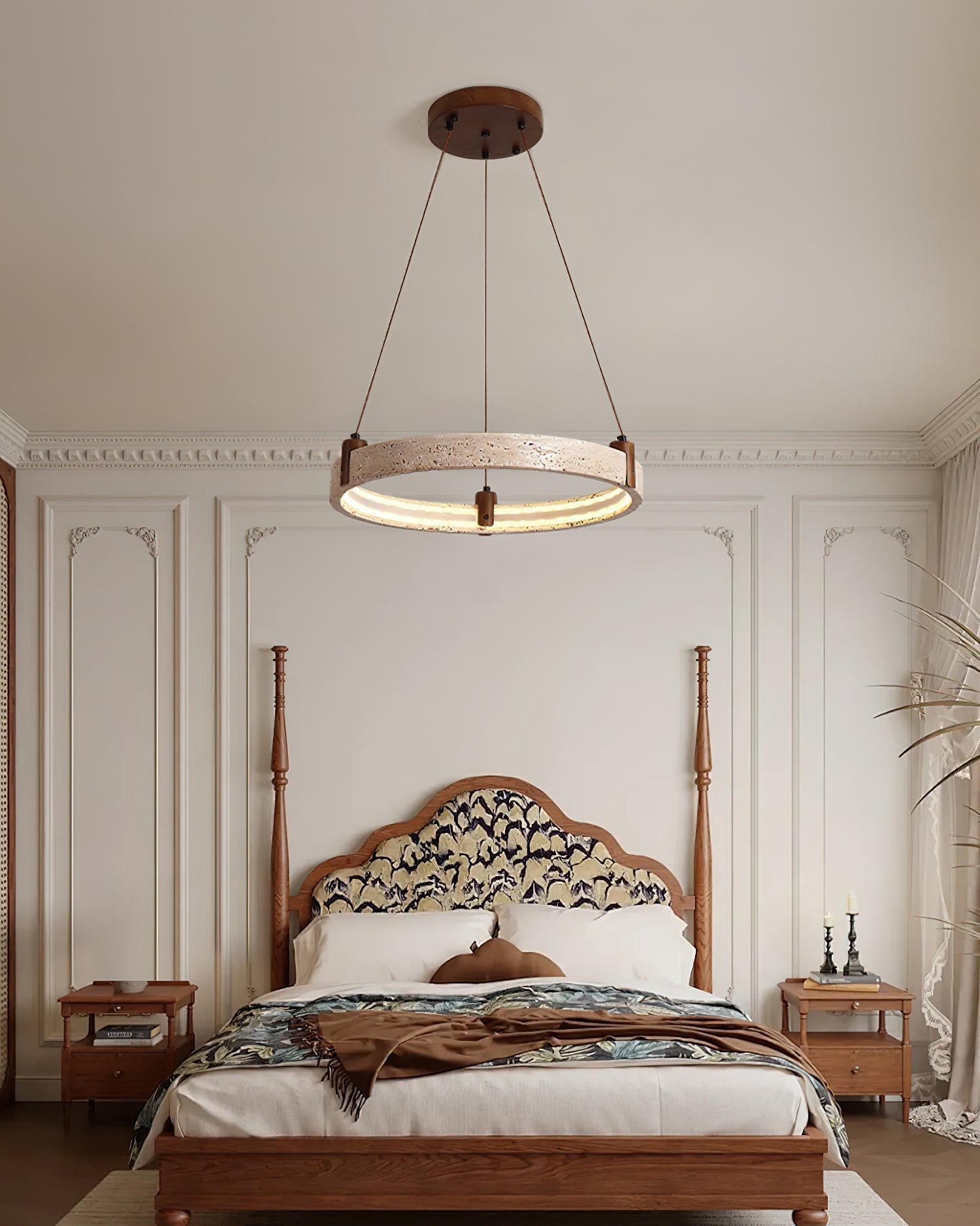 Celestial Orbit Travertine Ring Chandelier