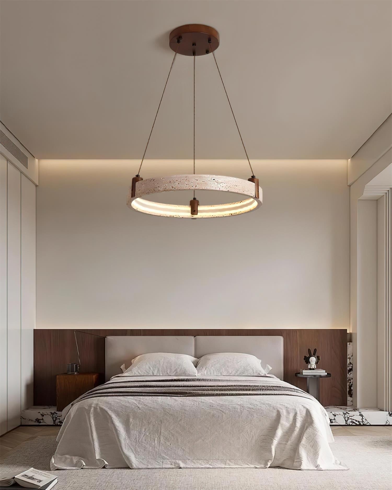 Celestial Orbit Travertine Ring Chandelier