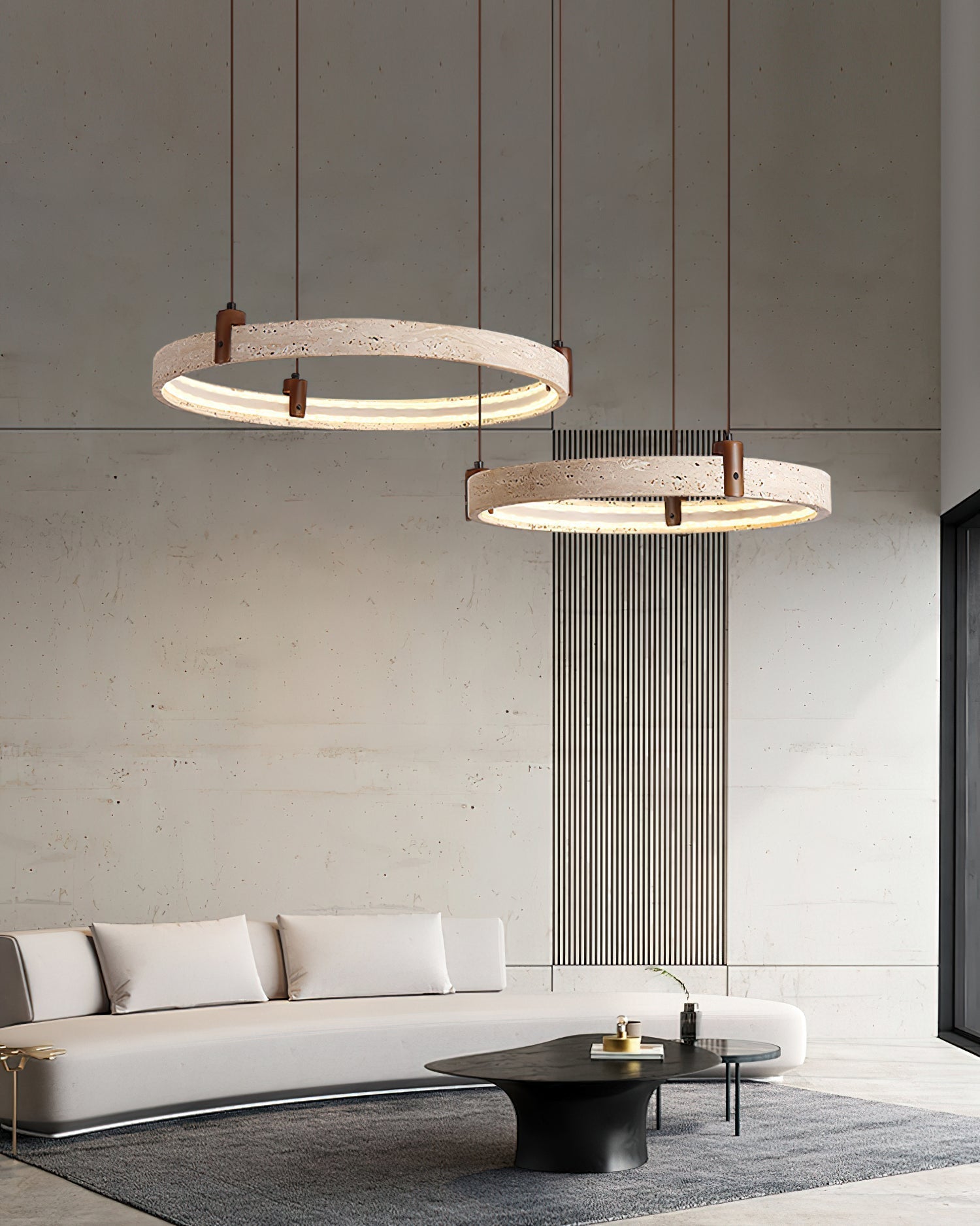 Celestial Orbit Travertine Ring Chandelier