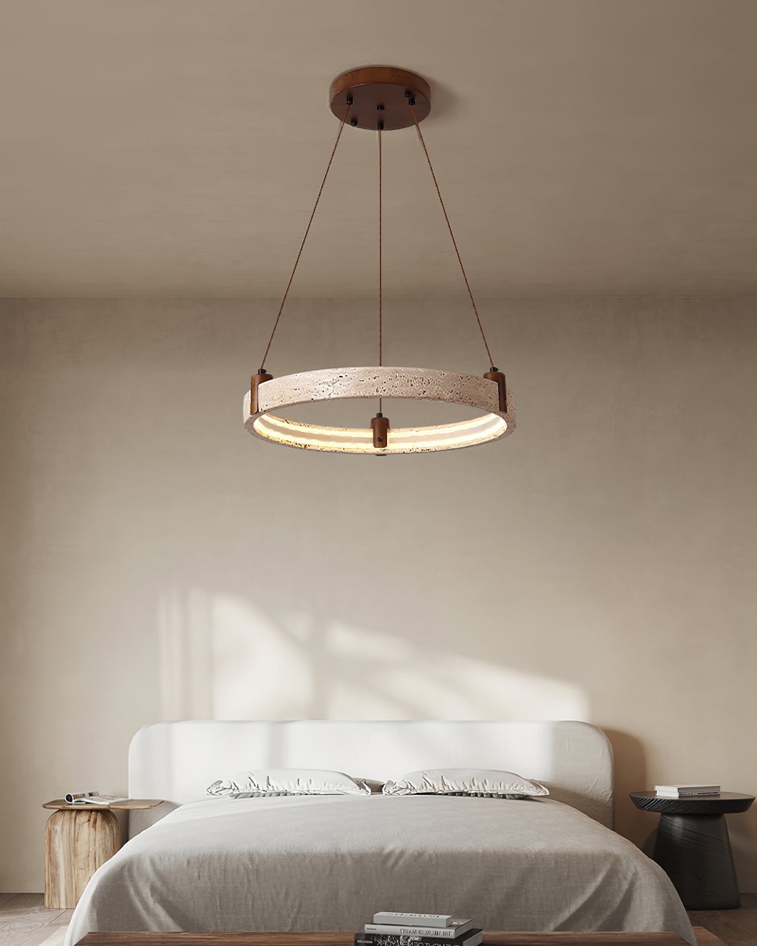Celestial Orbit Travertine Ring Chandelier