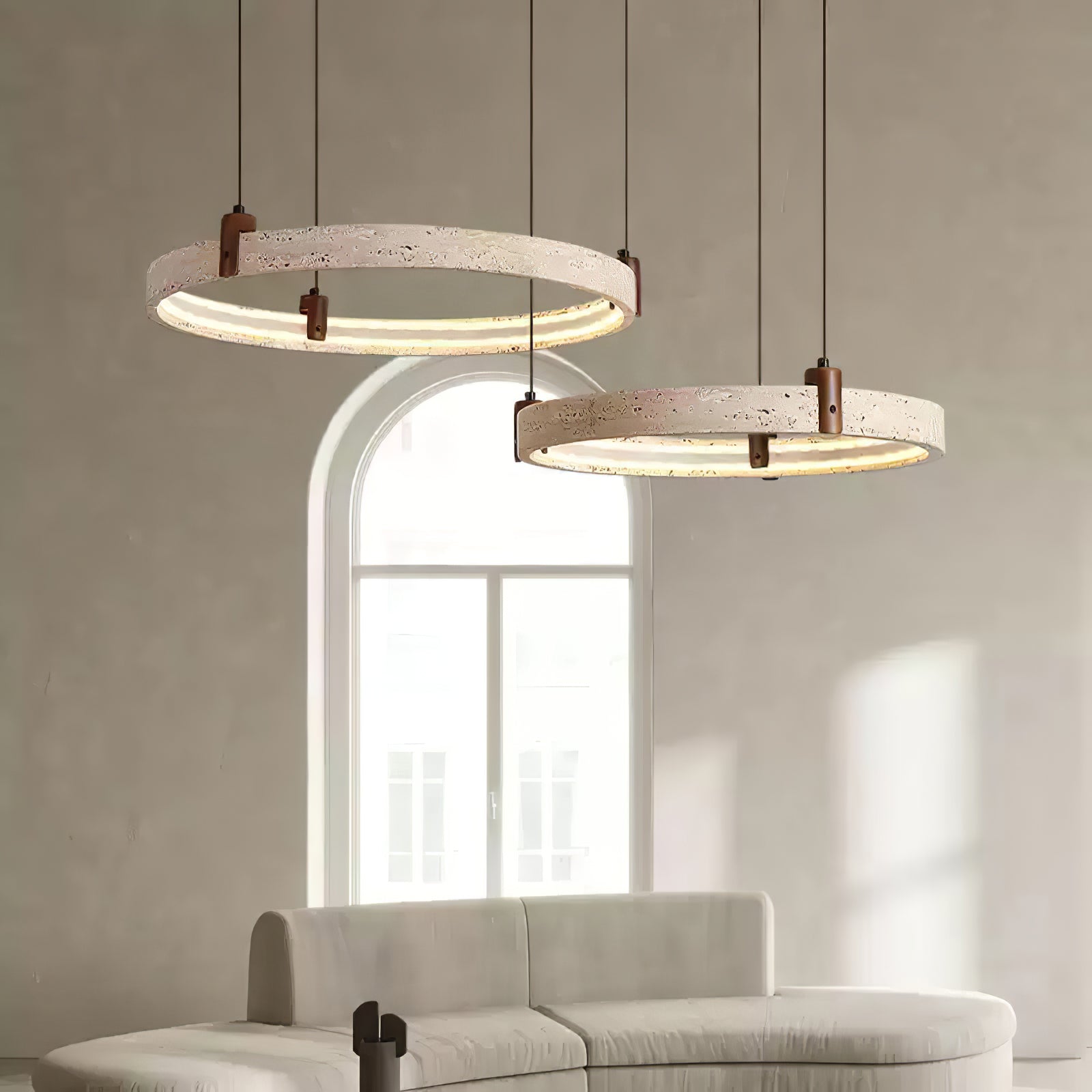 Celestial Orbit Travertine Ring Chandelier