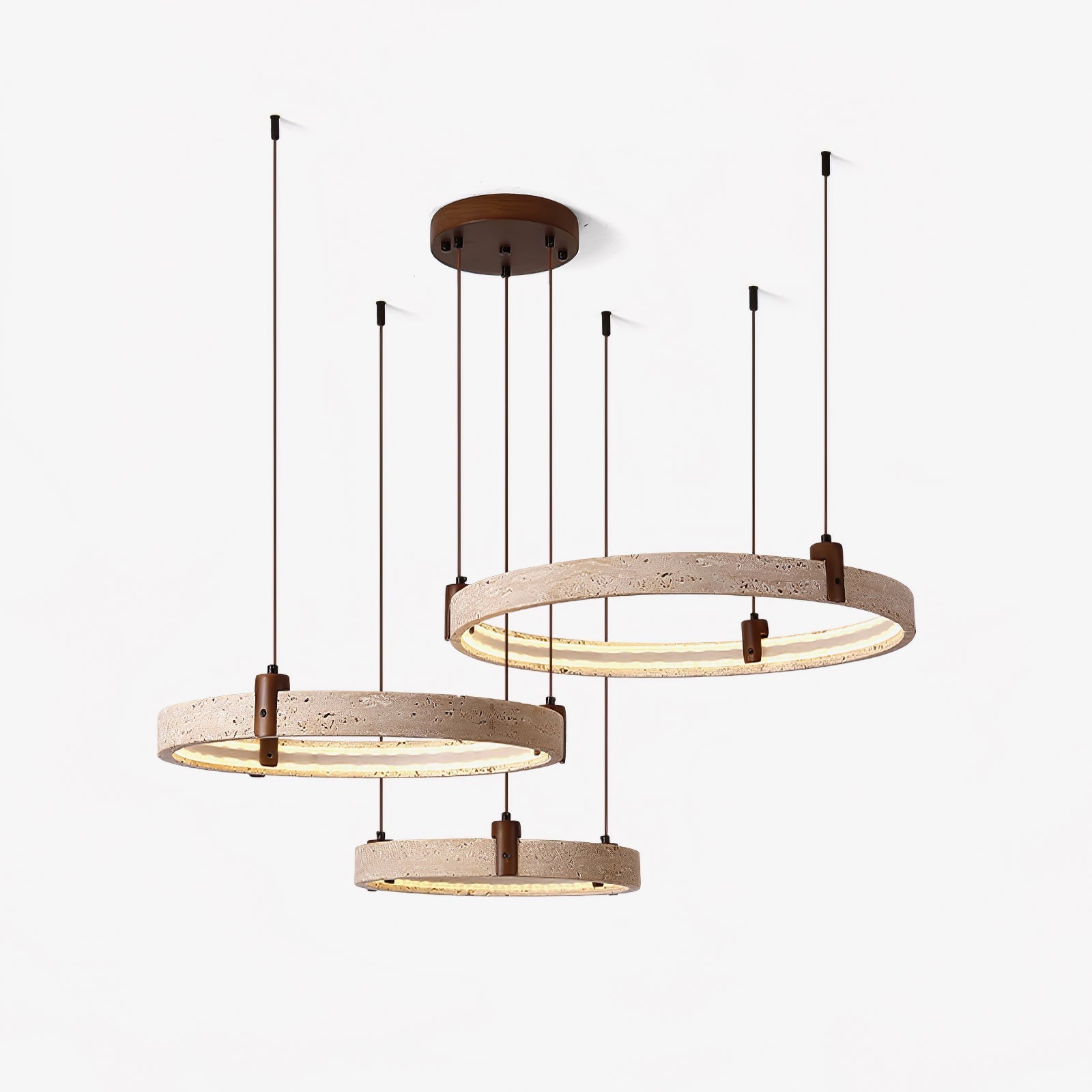 Celestial Orbit Travertine Ring Chandelier