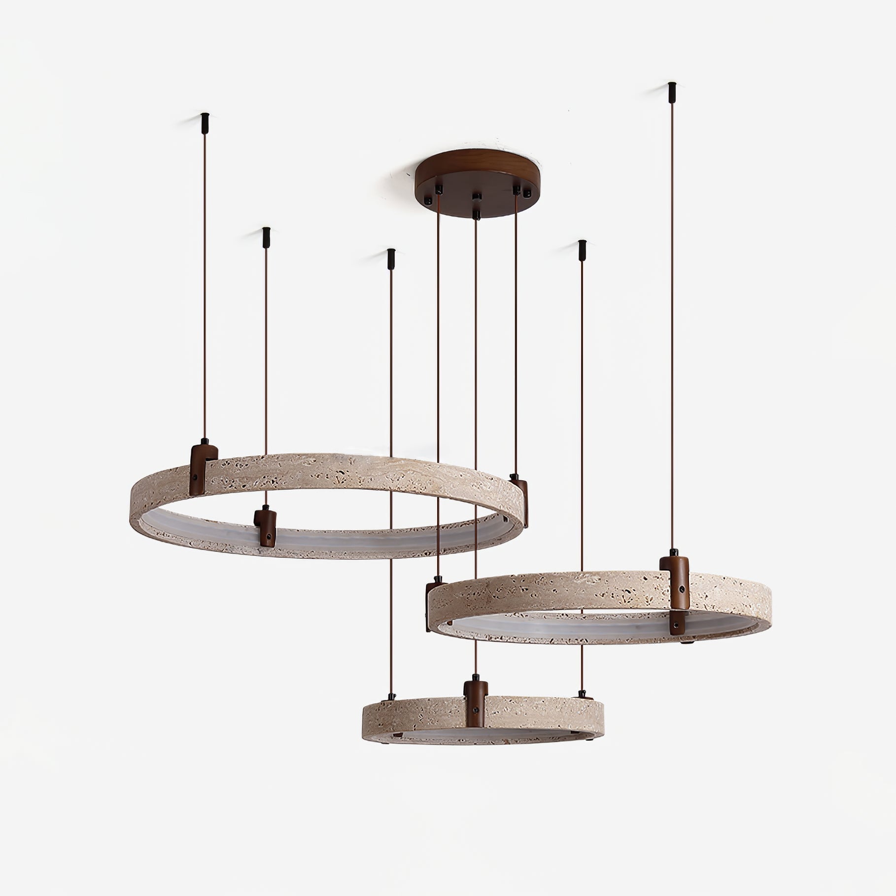 Celestial Orbit Travertine Ring Chandelier