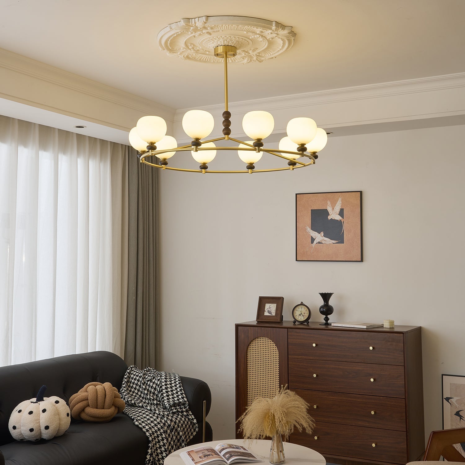 Nydoriel Premium Nordic Art Brass Wood Chandelier