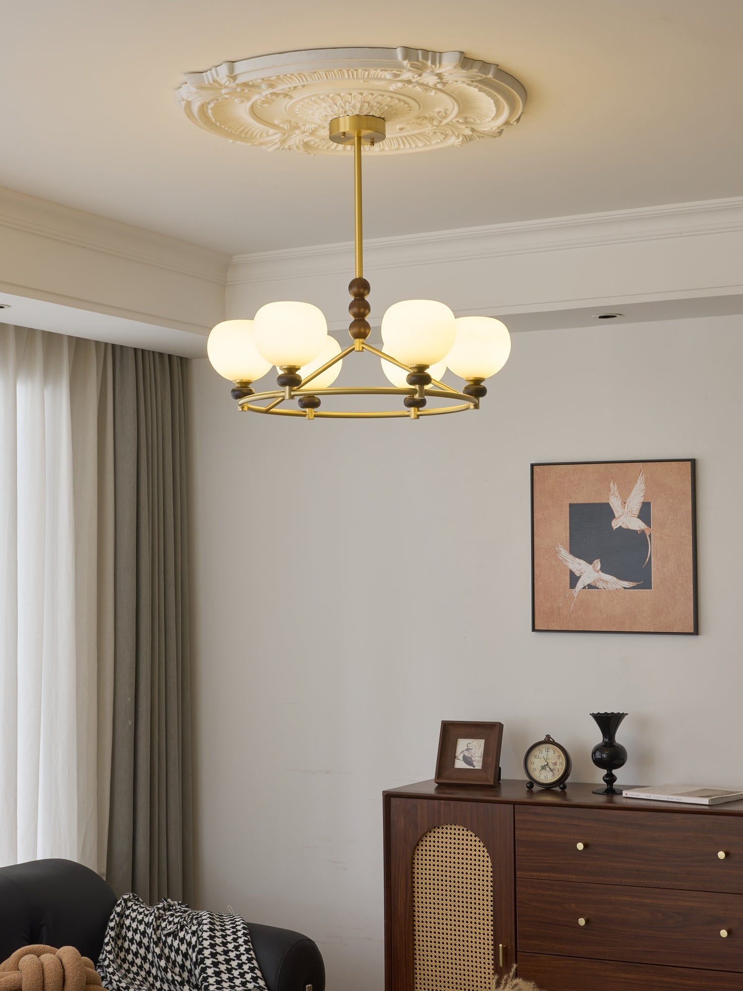Nydoriel Premium Nordic Art Brass Wood Chandelier
