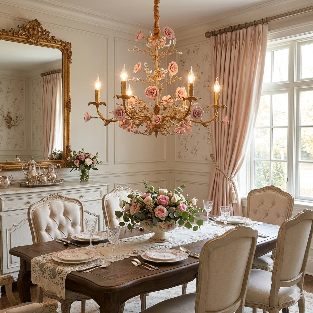 Ceramic Rose Vine Chandelier