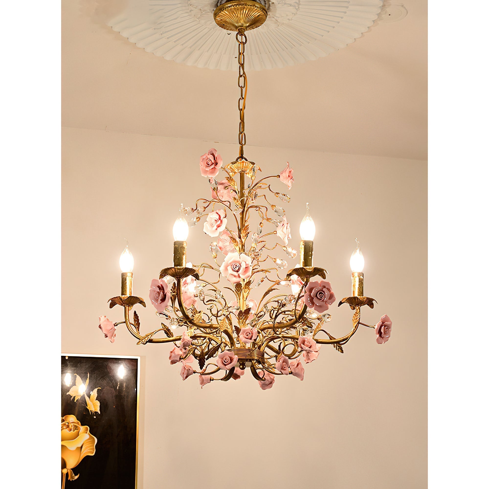Ceramic Rose Vine Chandelier