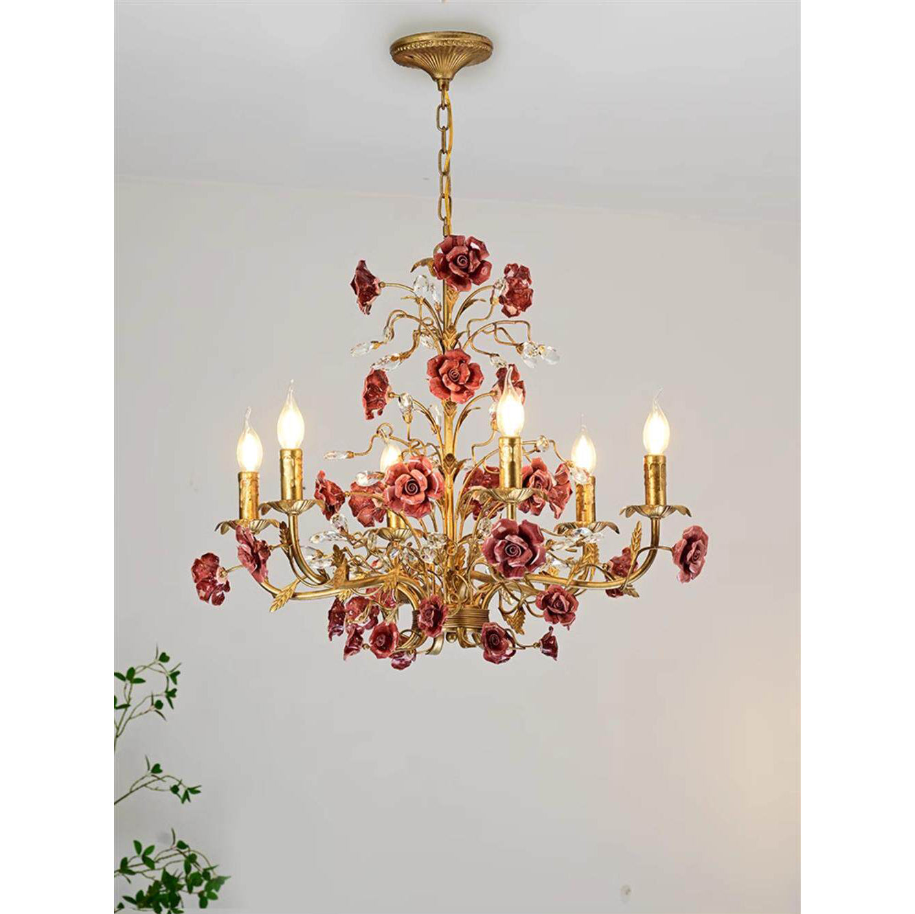 Ceramic Rose Vine Chandelier