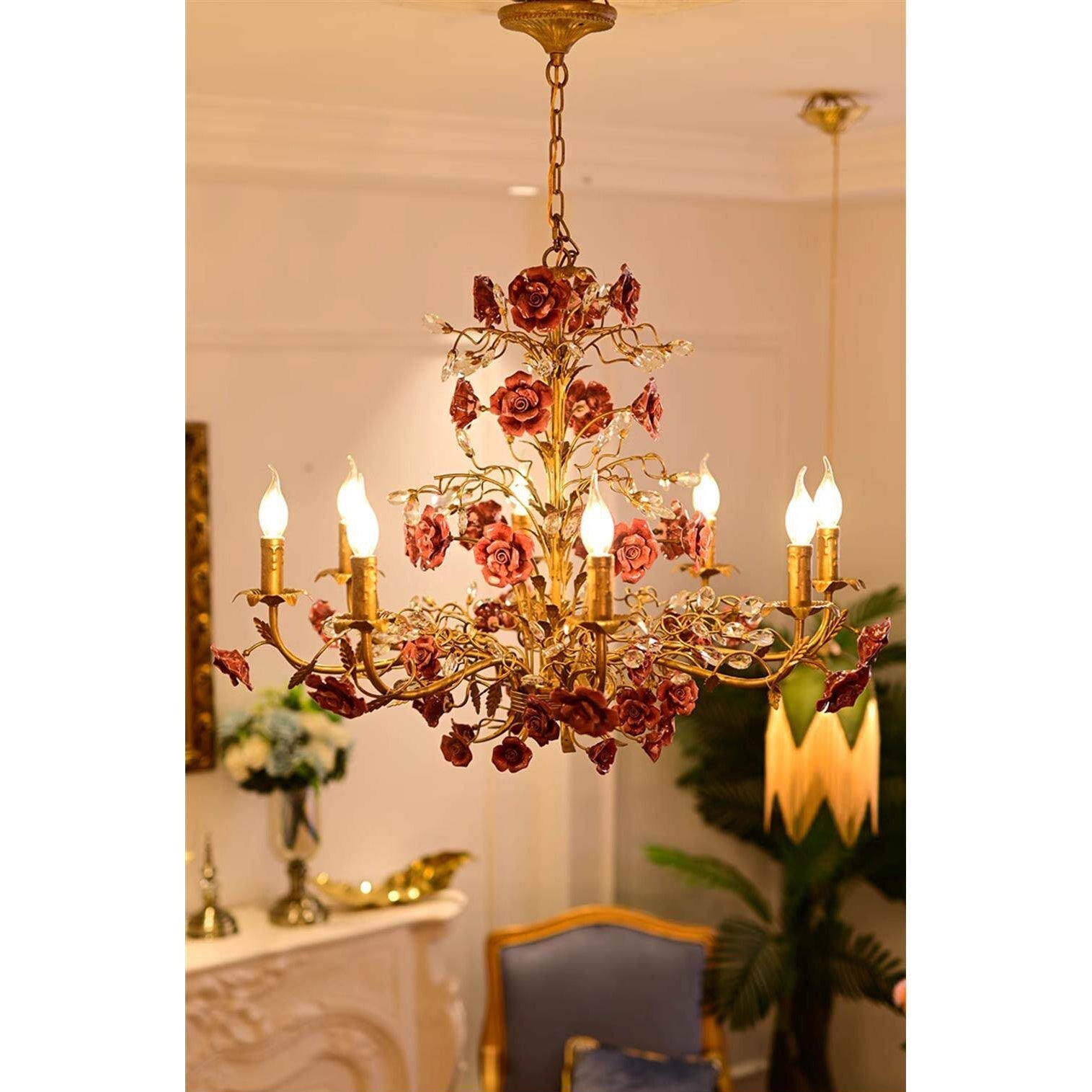 Ceramic Rose Vine Chandelier