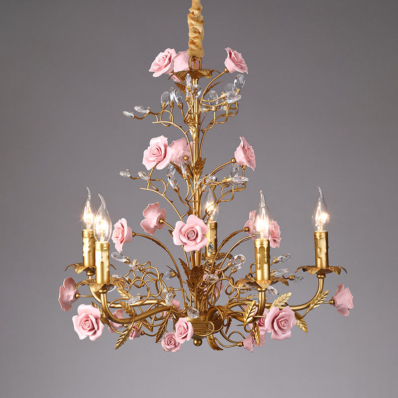 Ceramic Rose Vine Chandelier
