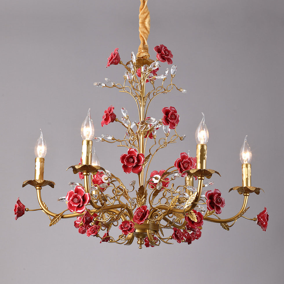 Ceramic Rose Vine Chandelier