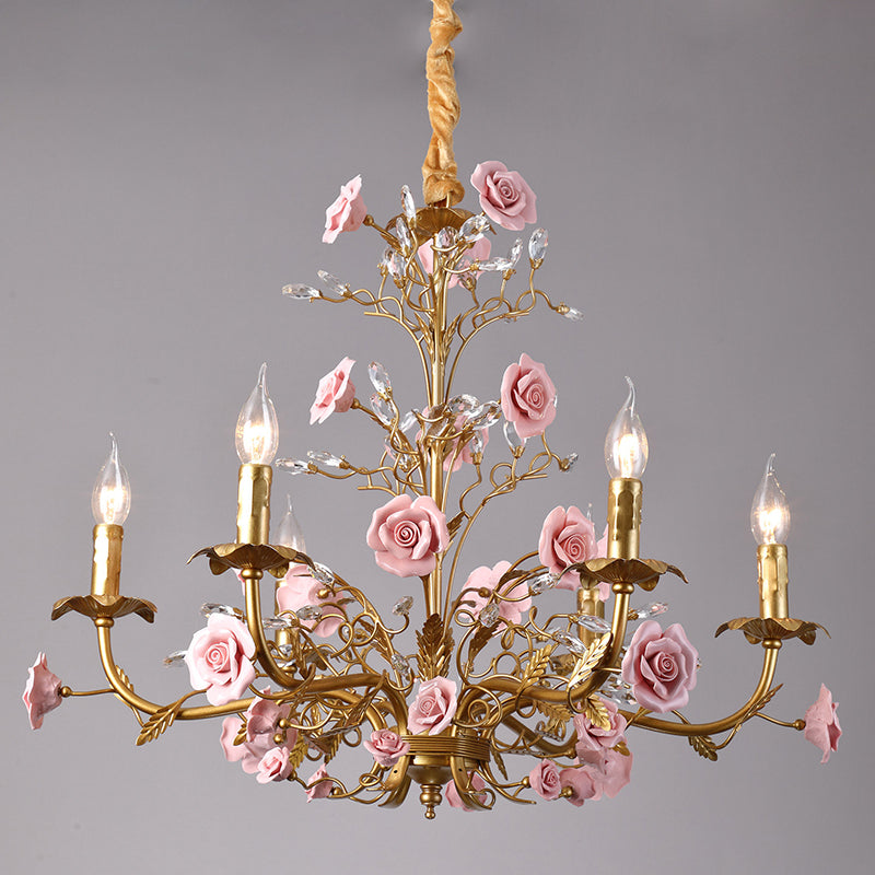Ceramic Rose Vine Chandelier