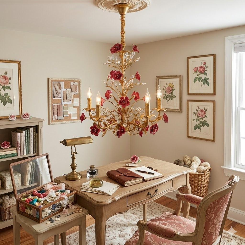 Ceramic Rose Vine Chandelier