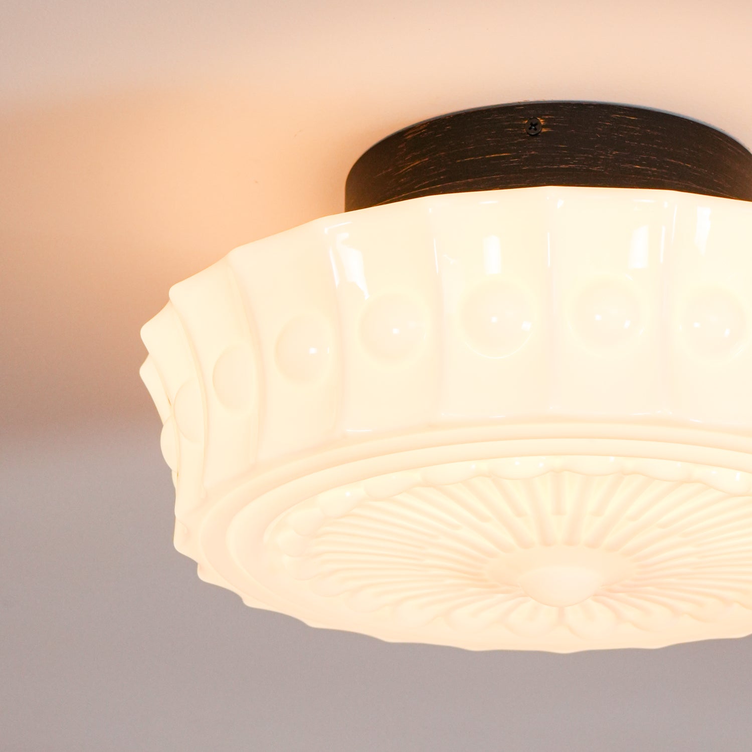 Solara Ceiling Lamp White Glass Floral for Living Room - Neutral Decor