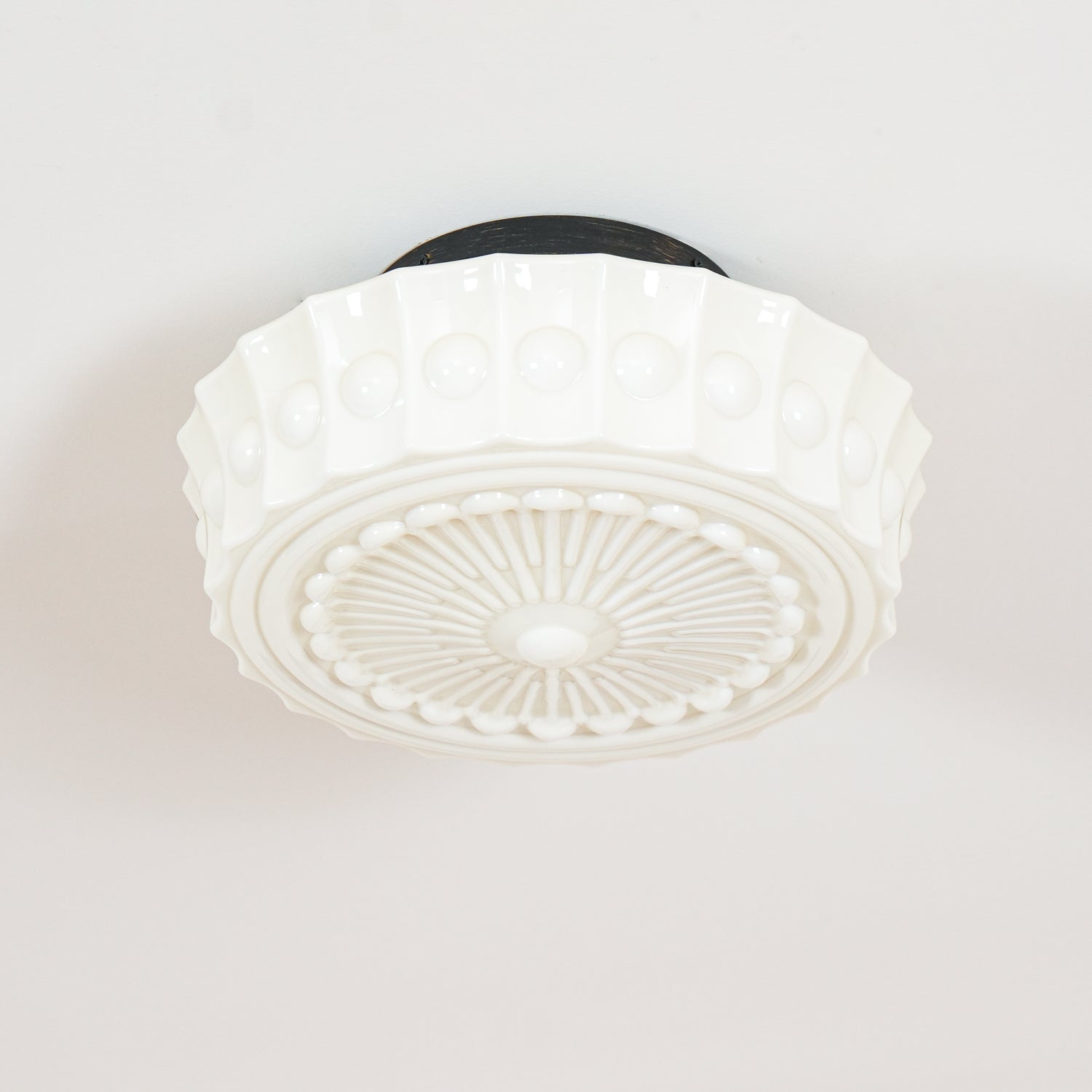 Solara Ceiling Lamp White Glass Floral for Living Room - Neutral Decor