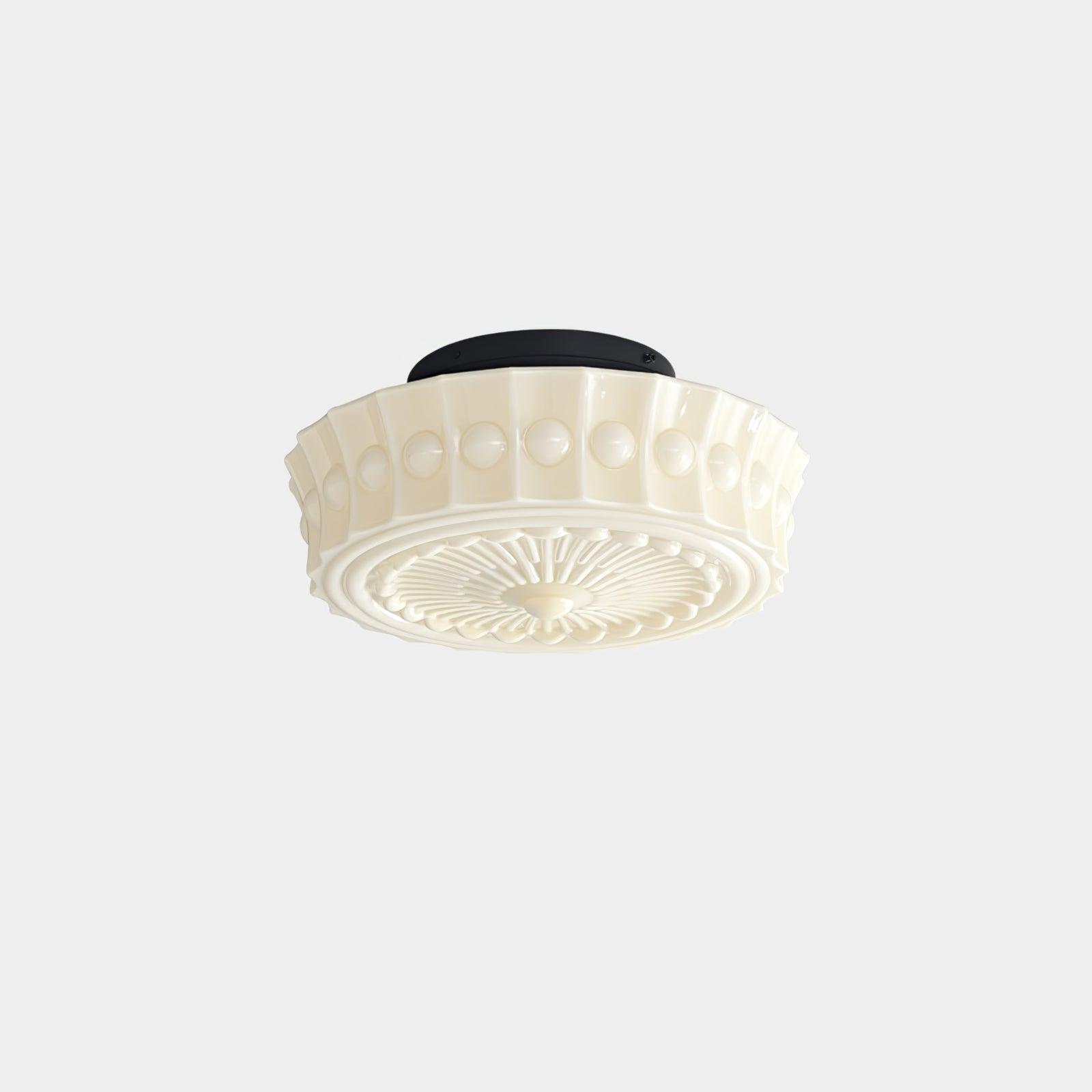 Solara Ceiling Lamp White Glass Floral for Living Room - Neutral Decor