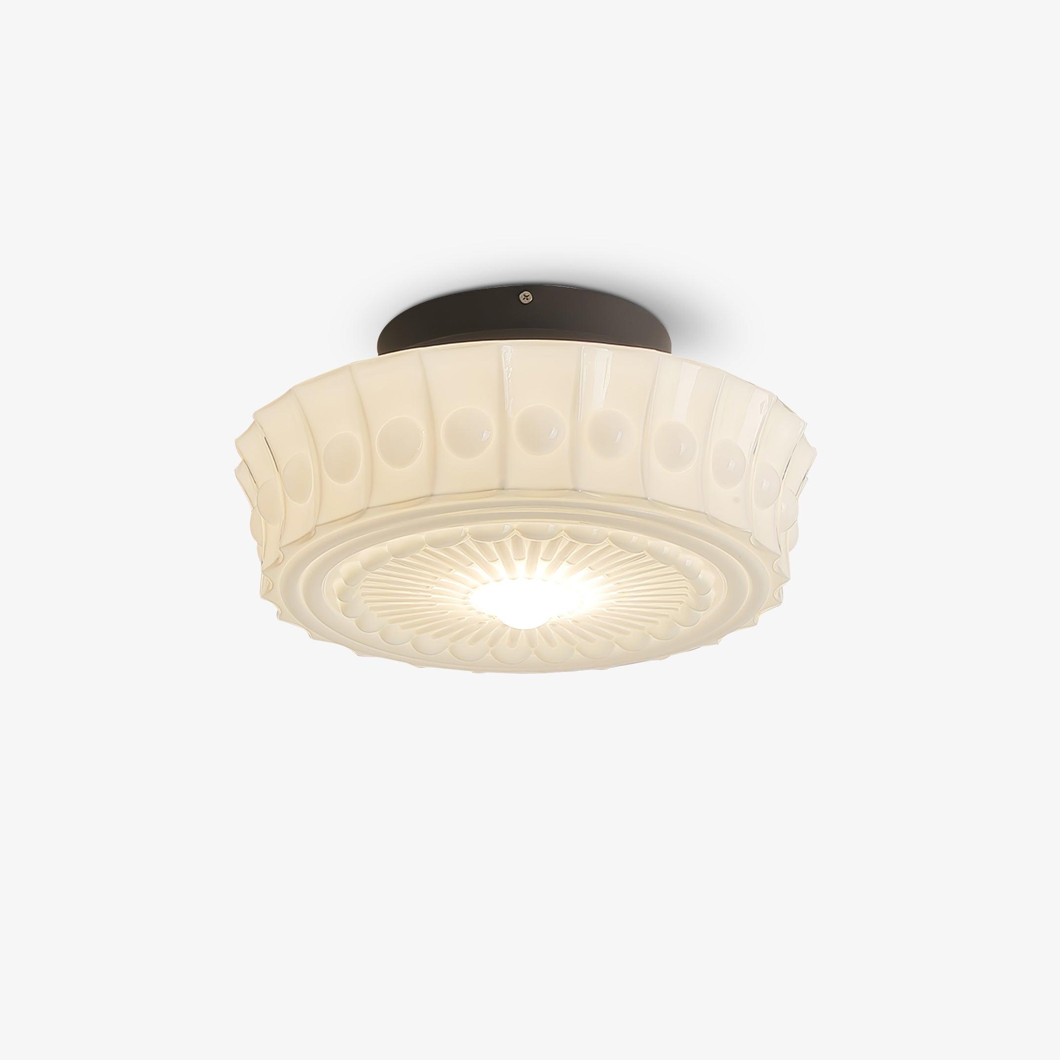 Solara Ceiling Lamp White Glass Floral for Living Room - Neutral Decor
