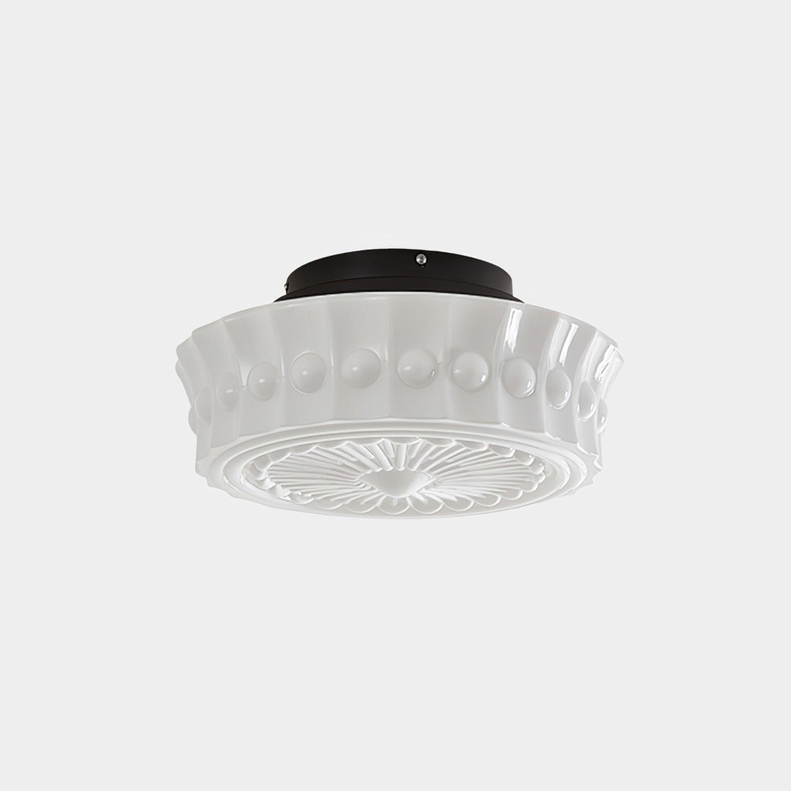 Solara Ceiling Lamp White Glass Floral for Living Room - Neutral Decor